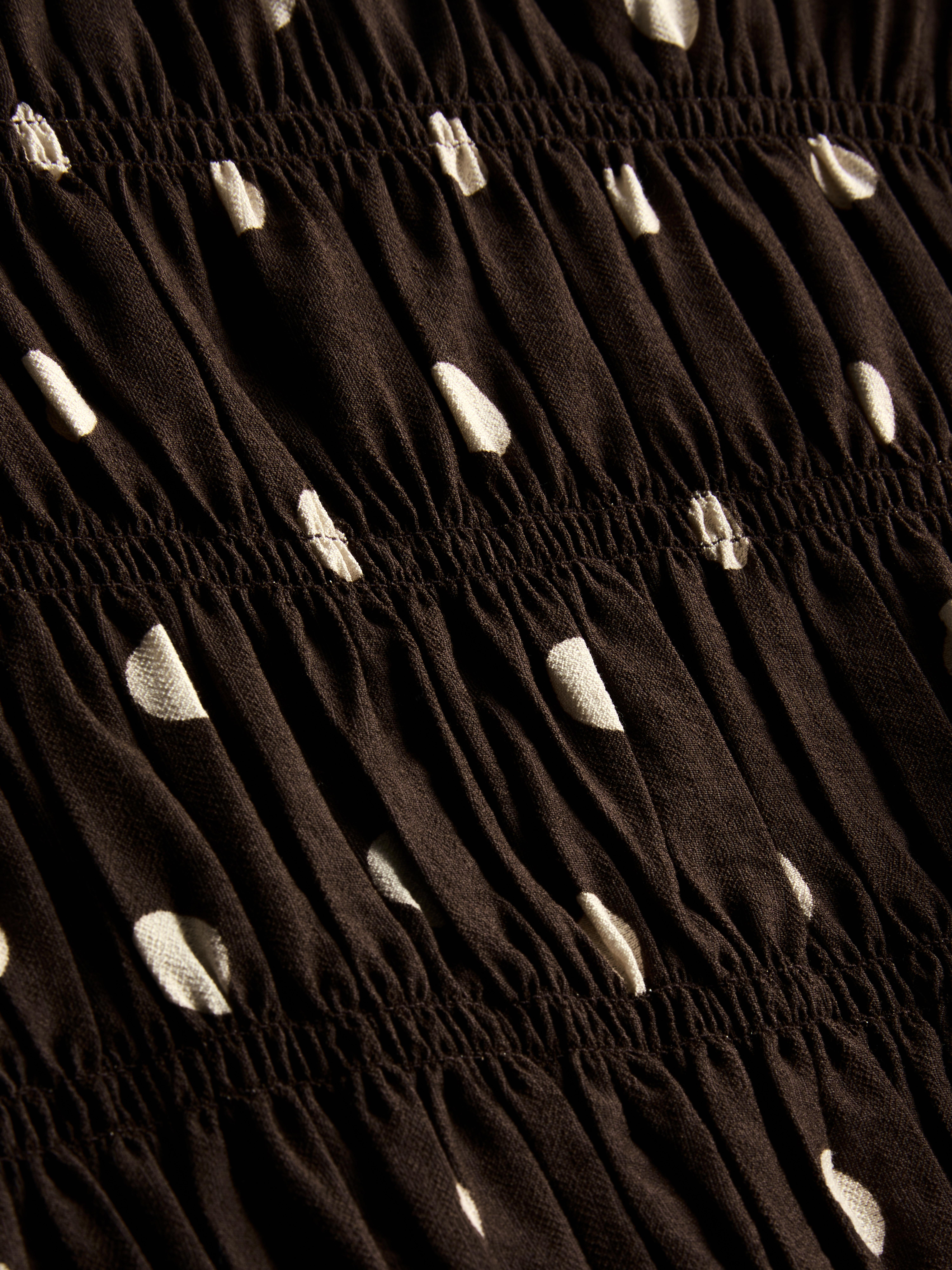 Spotted Shirred Crewneck Top