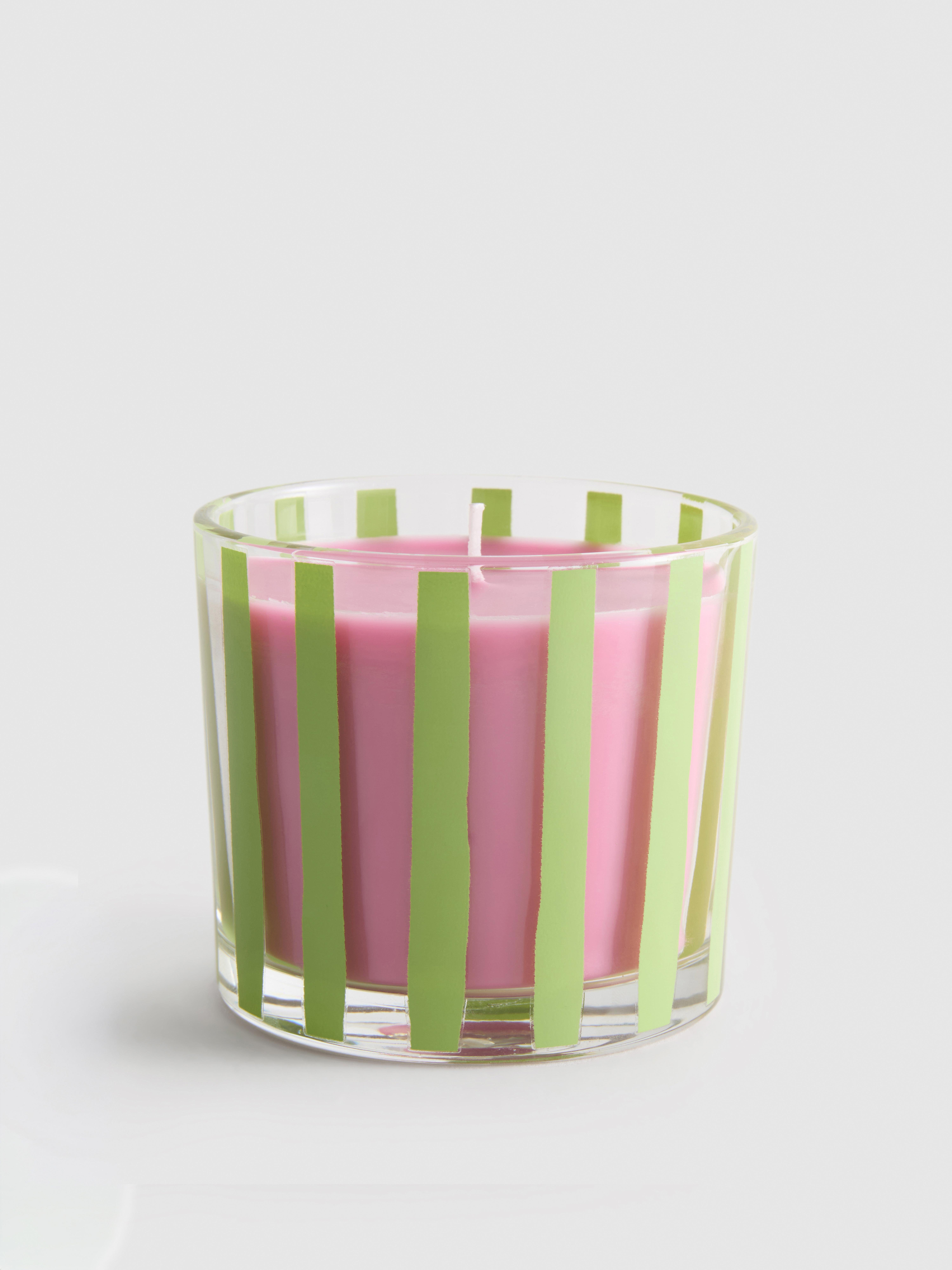 Scented Candle In Striped Jar