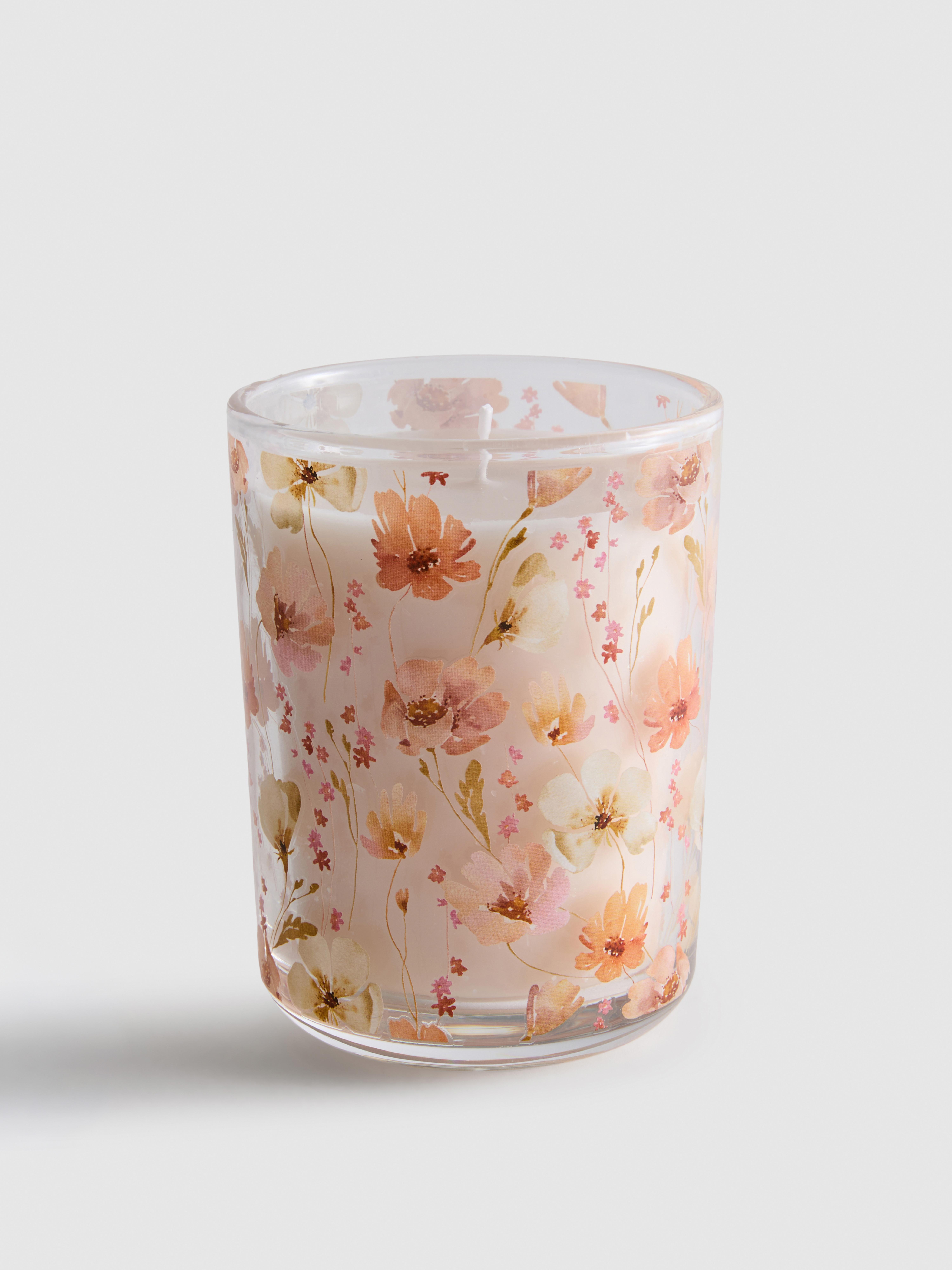 Vela vidro estampado floral