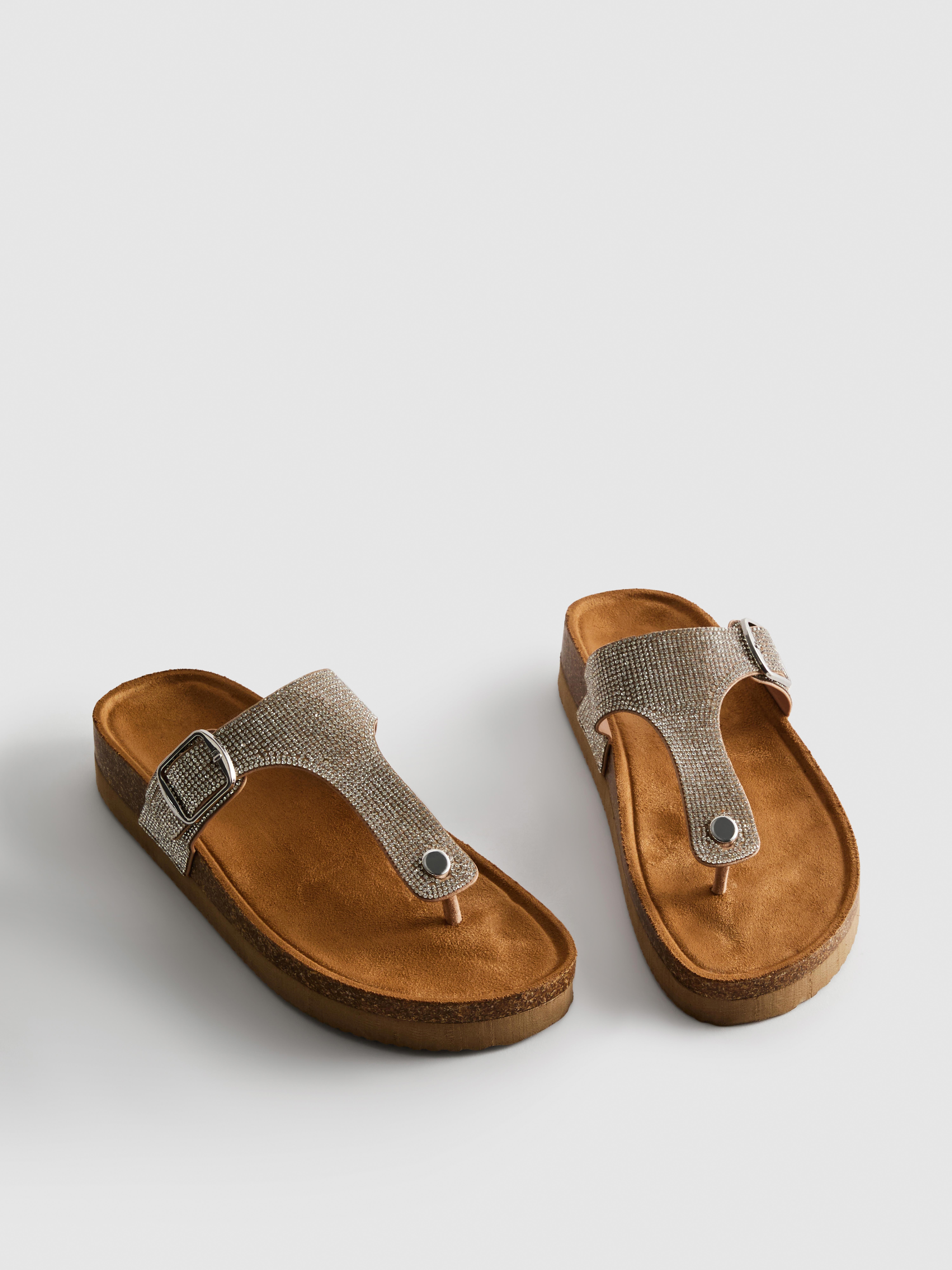 Mules mit T-Steg und Strasssteinen