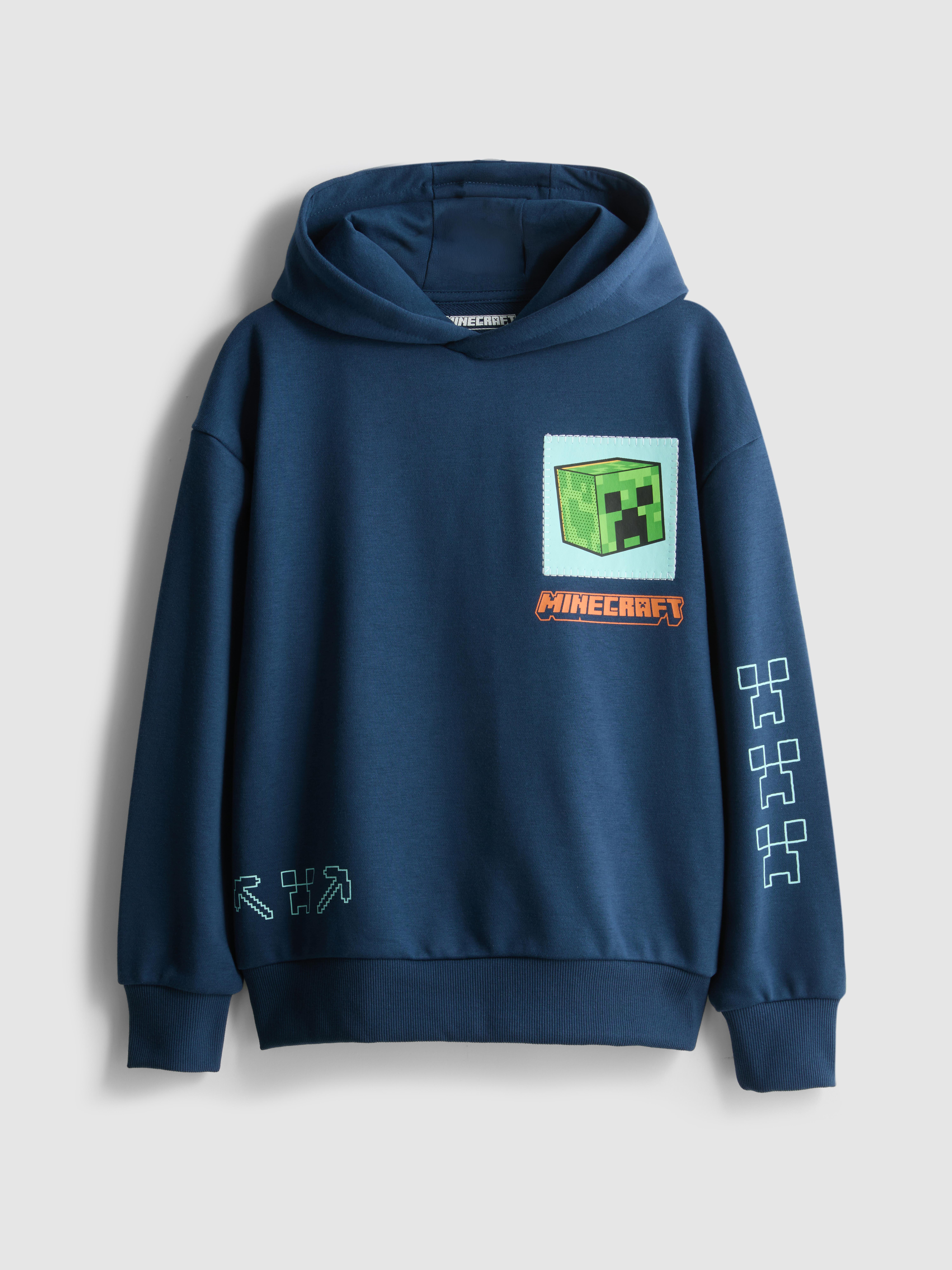 7-15 anos | Camisola capuz rica algodão Minecraft