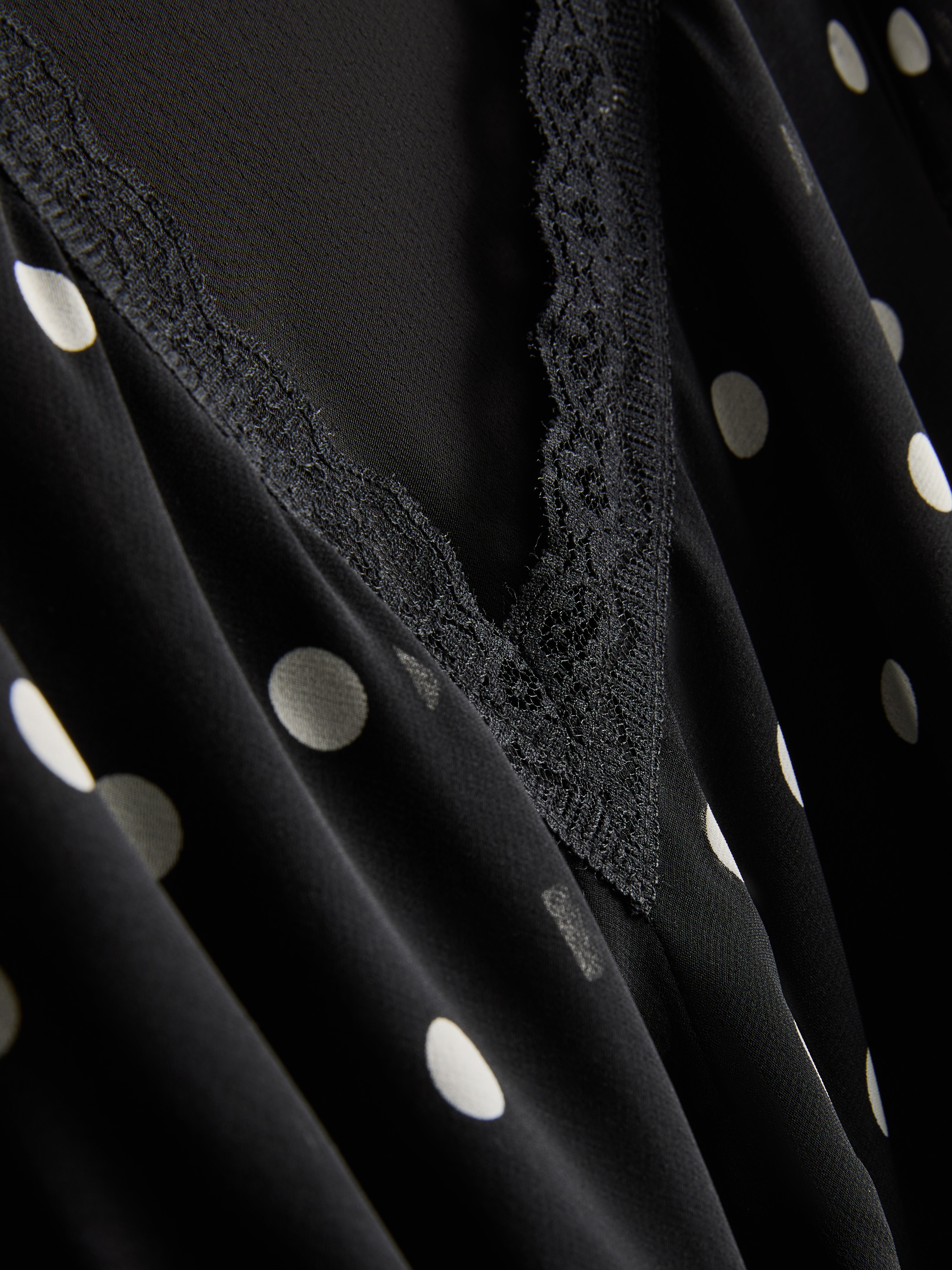 Lace Trim Polka Dot Midi Dress