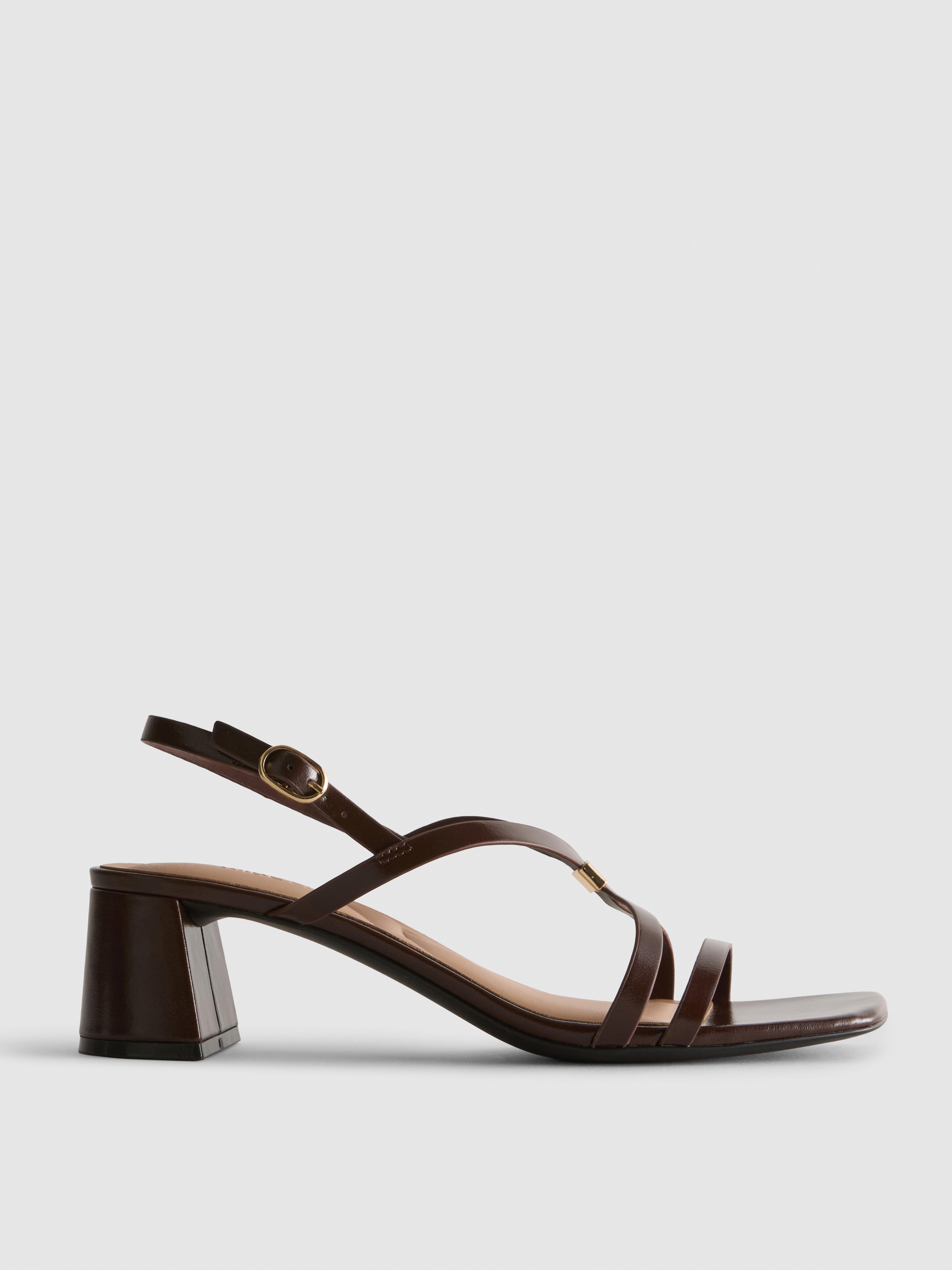Women's Chocolate Wide-Fit Block-Heel Strappy Sandals
