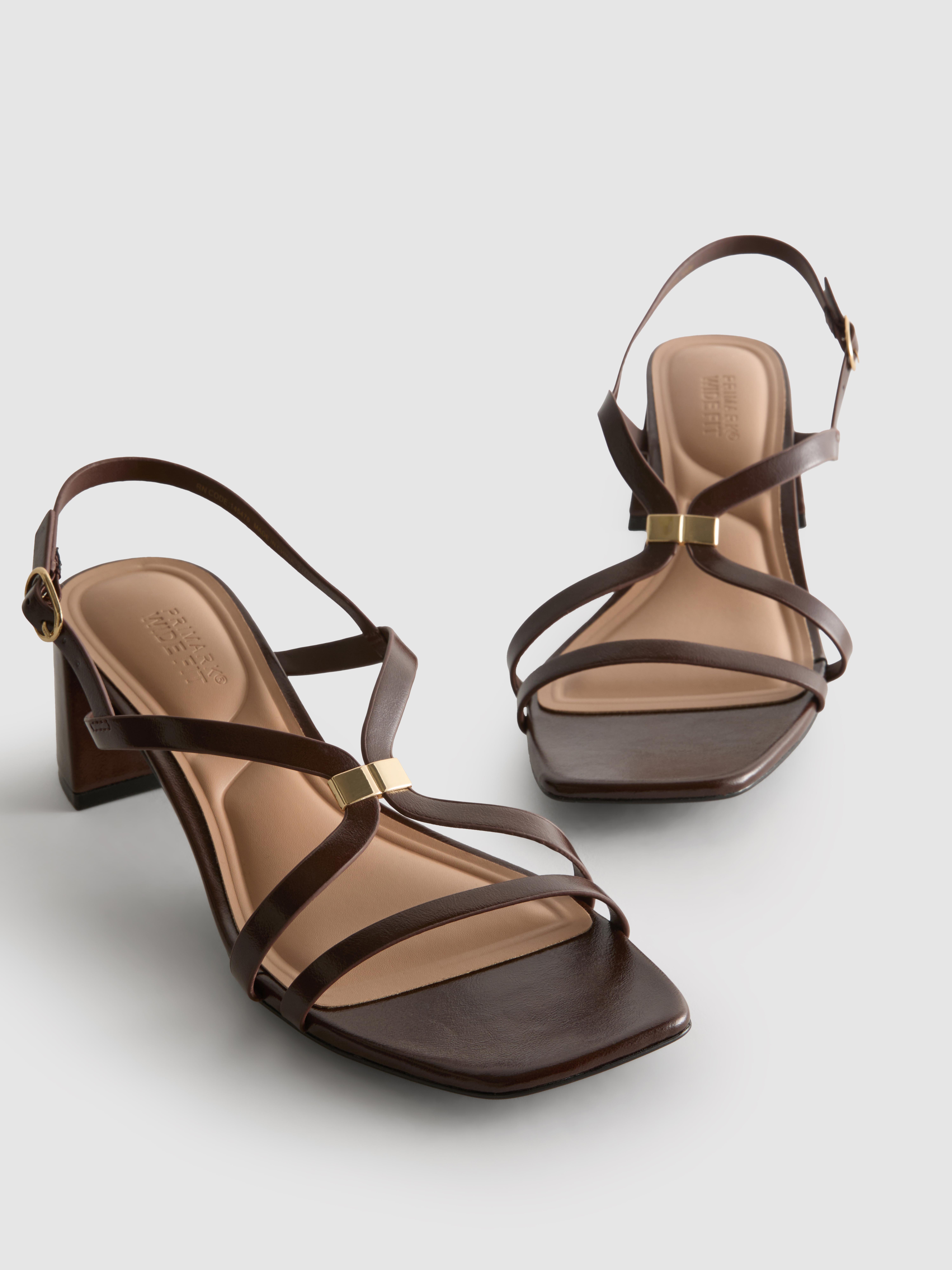 Women's Chocolate Wide-Fit Block-Heel Strappy Sandals
