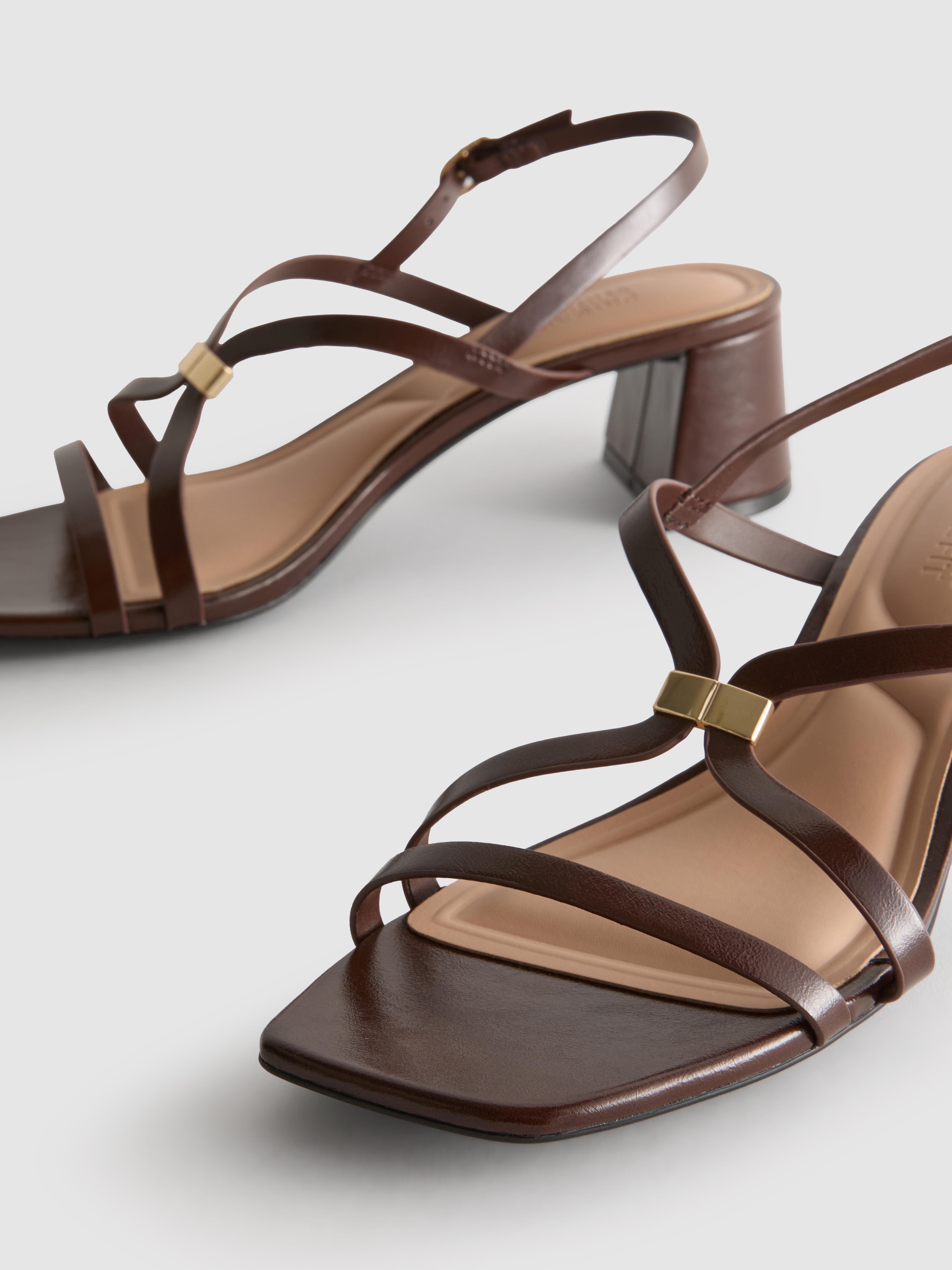 Women's Chocolate Wide-Fit Block-Heel Strappy Sandals