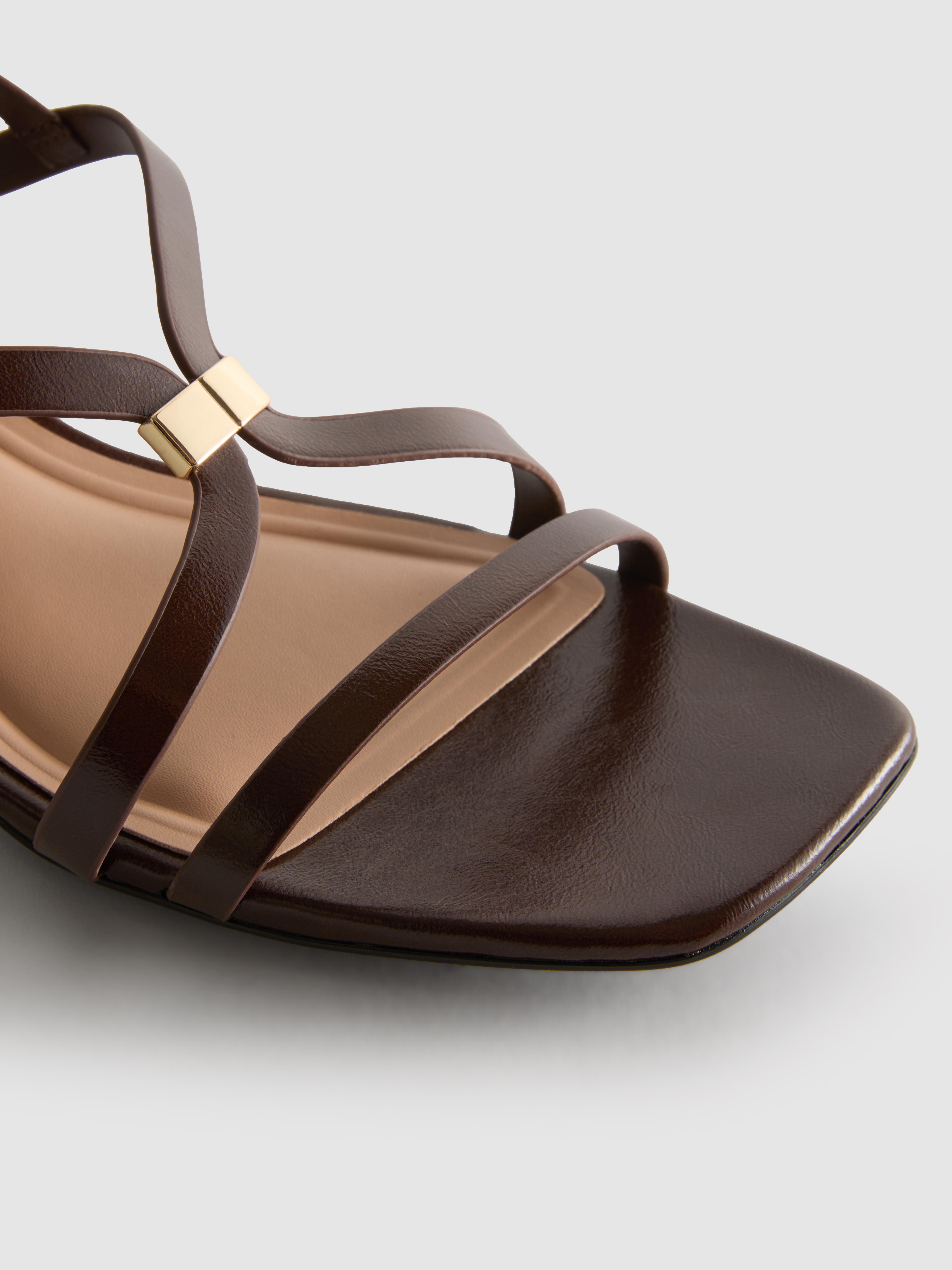 Women's Chocolate Wide-Fit Block-Heel Strappy Sandals
