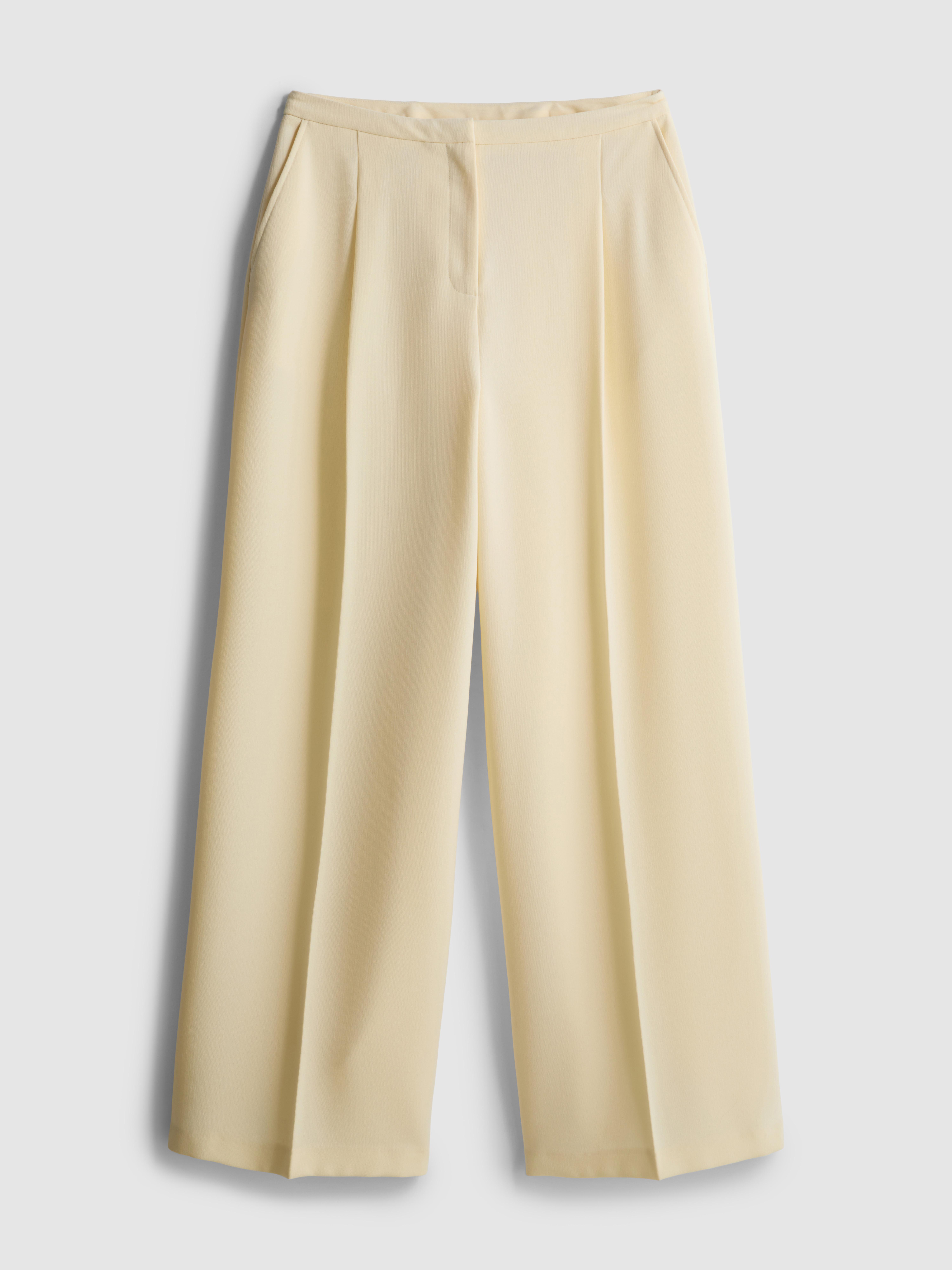 Mid-Rise Pleated Wide Leg Trousers