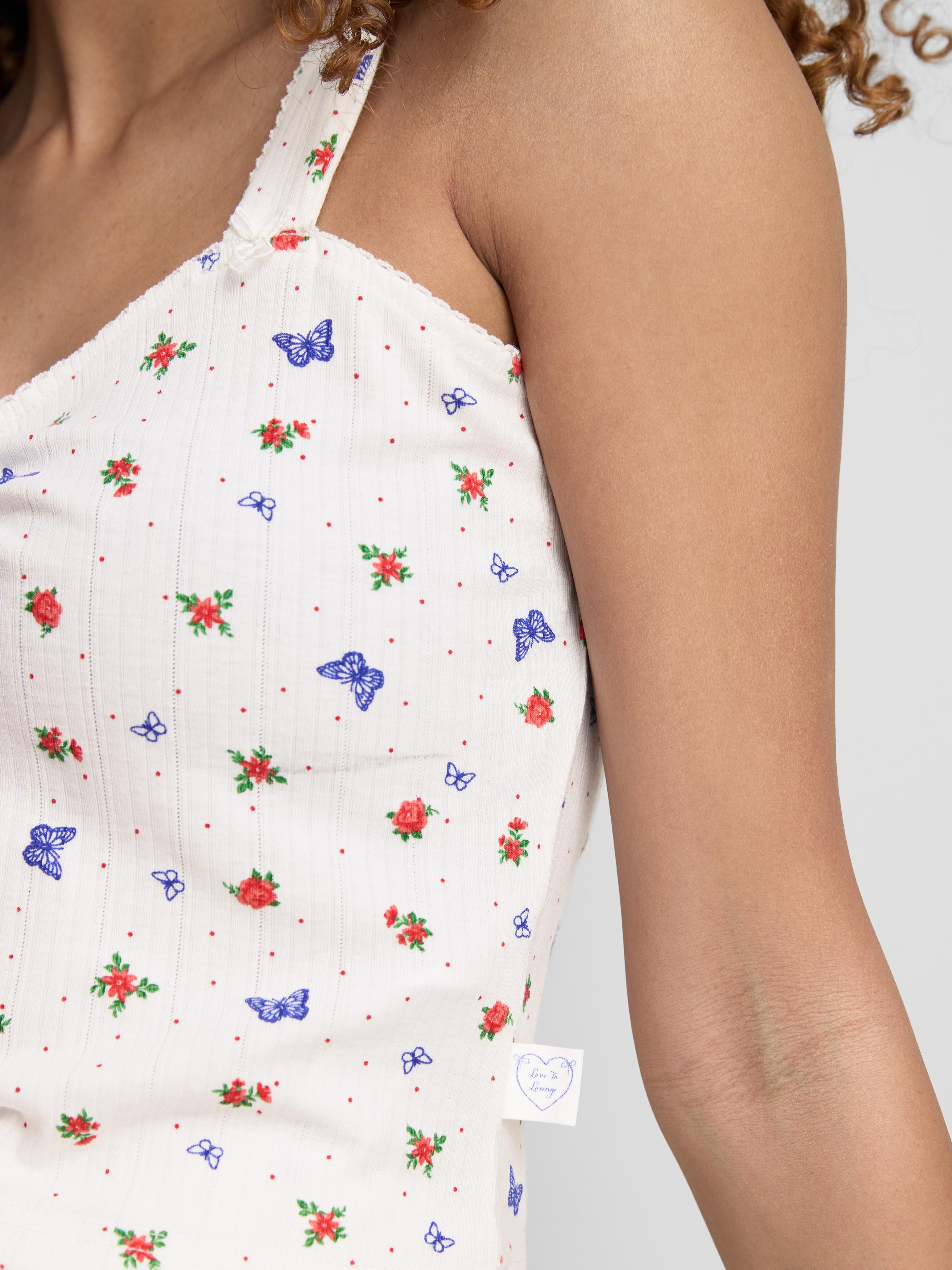 Ribbed Butterfly Pyjama Cami