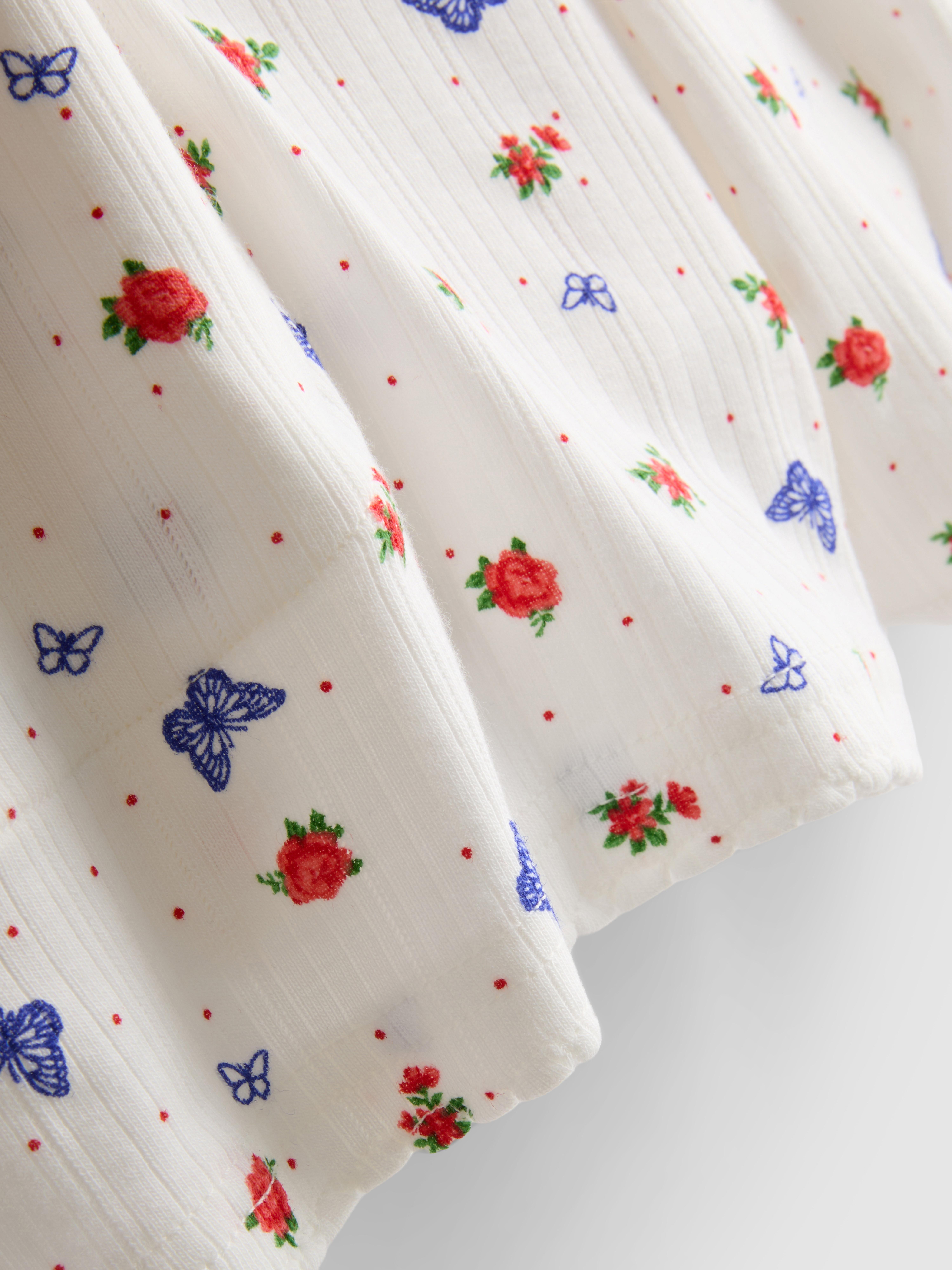 Short de pyjama côtelé à motif papillon