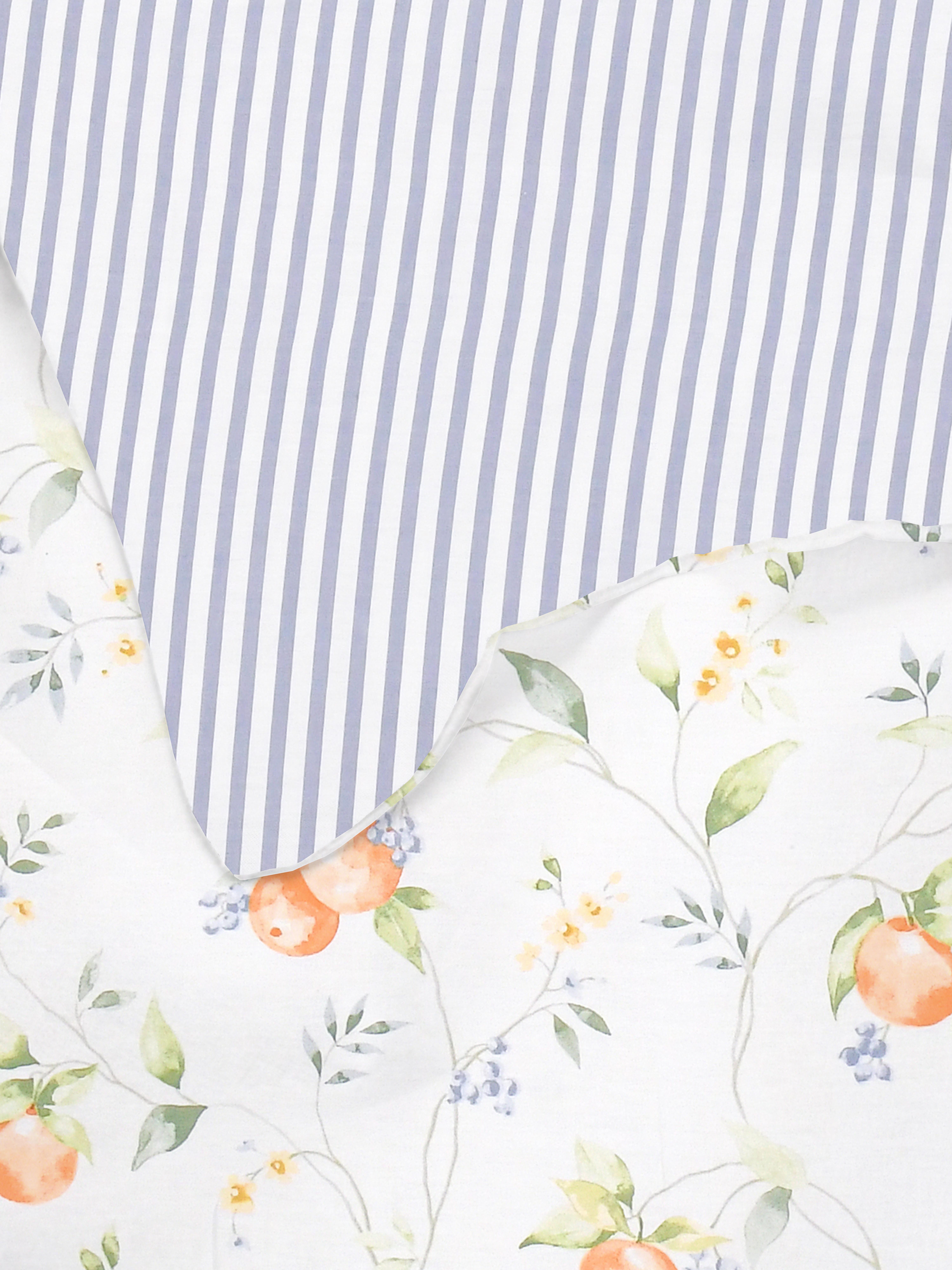 Bettwäscheset mit Orangen- und Streifenmuster, Kingsize