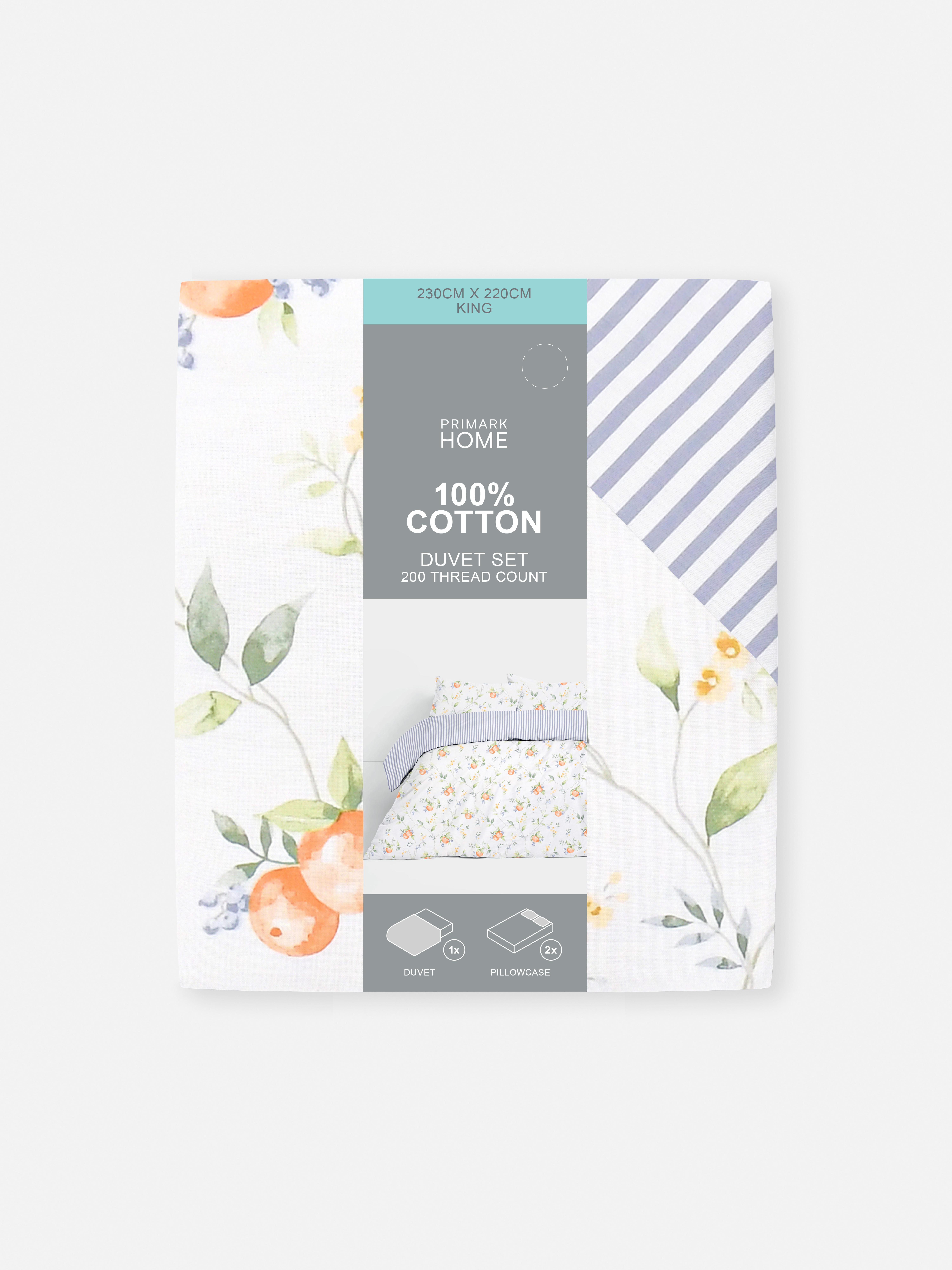 Bettwäscheset mit Orangen- und Streifenmuster, Kingsize