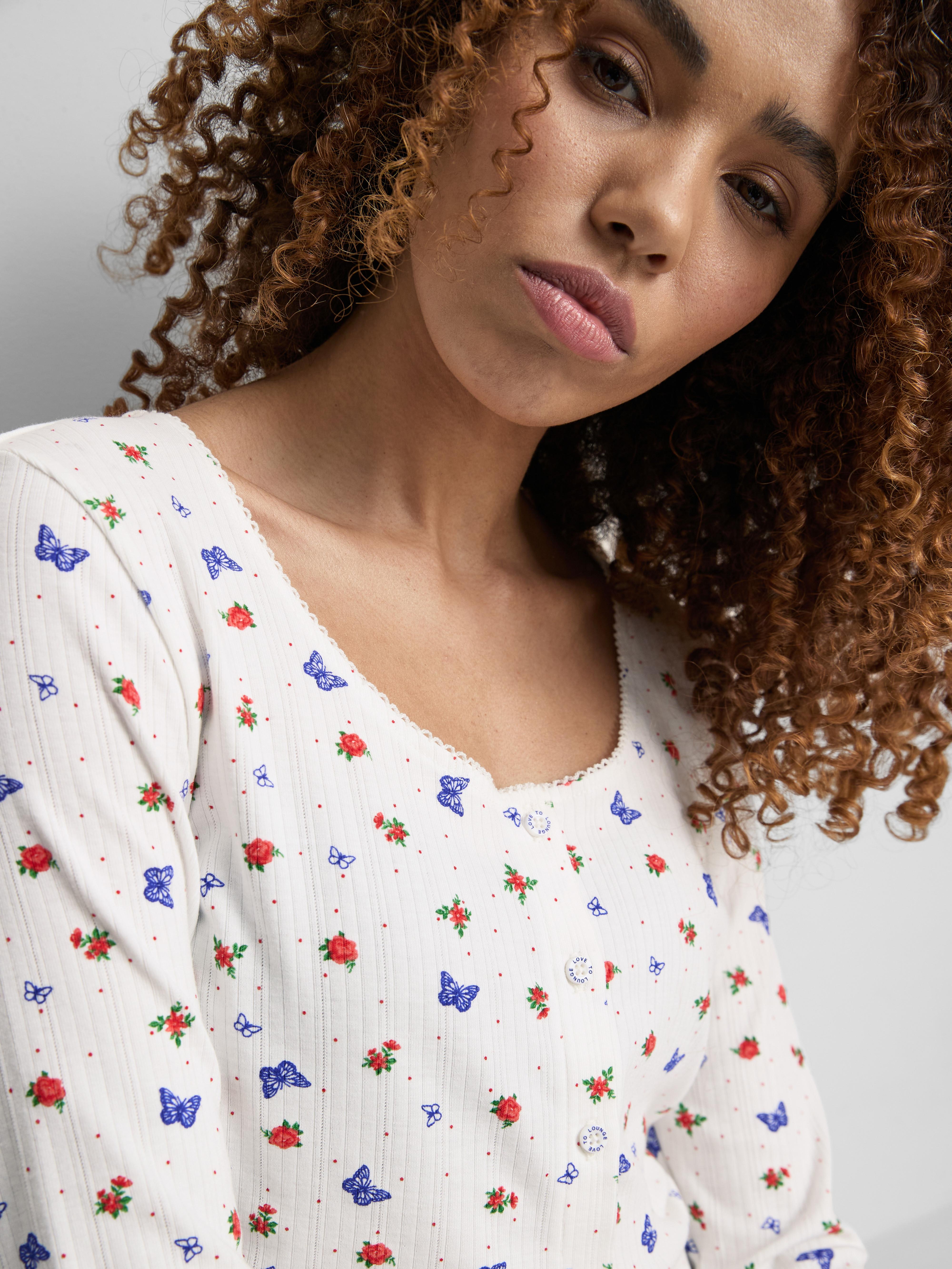 Love To Lounge Printed Long Sleeve Pyjama Top