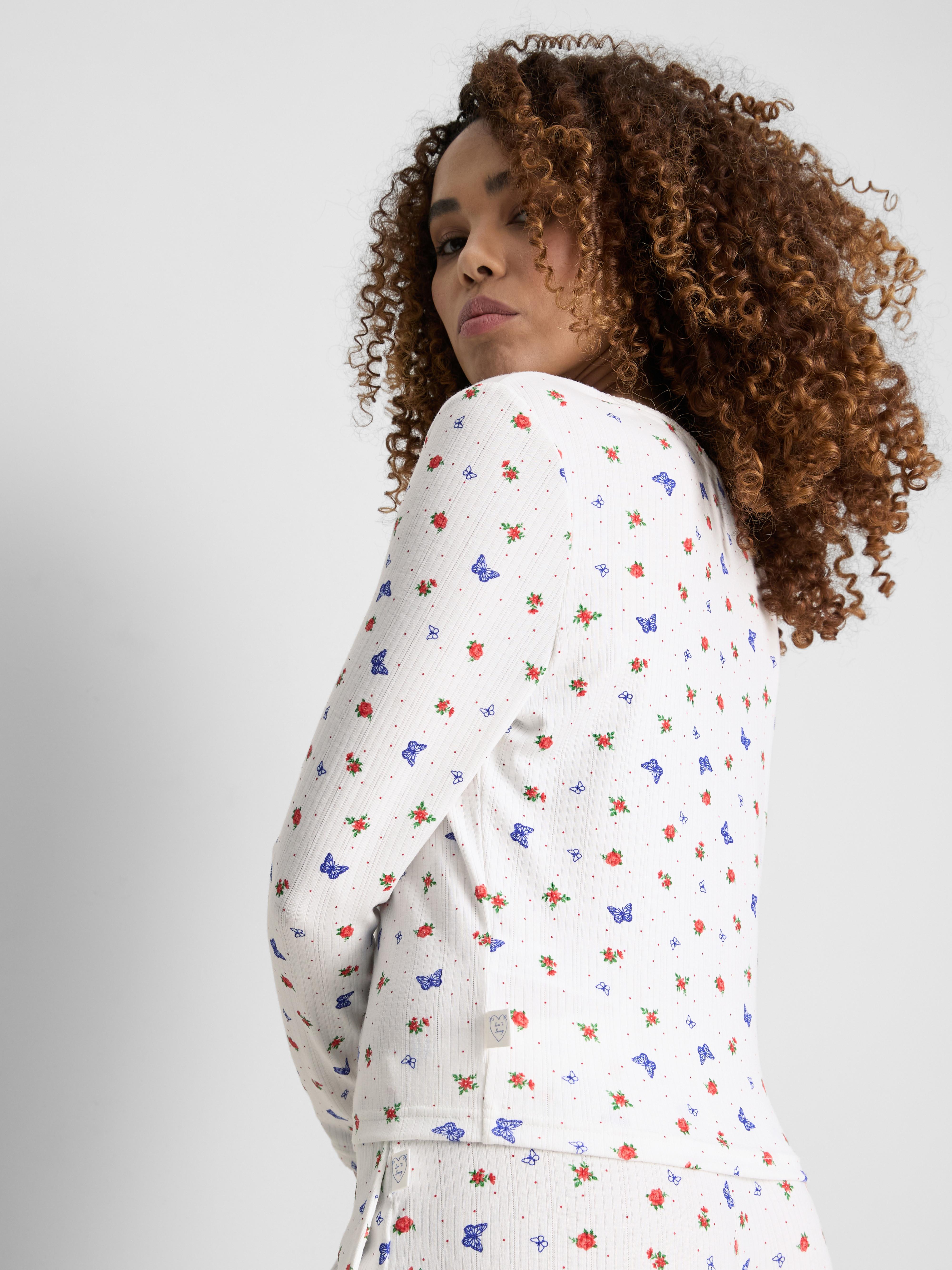 Love To Lounge Printed Long Sleeve Pyjama Top