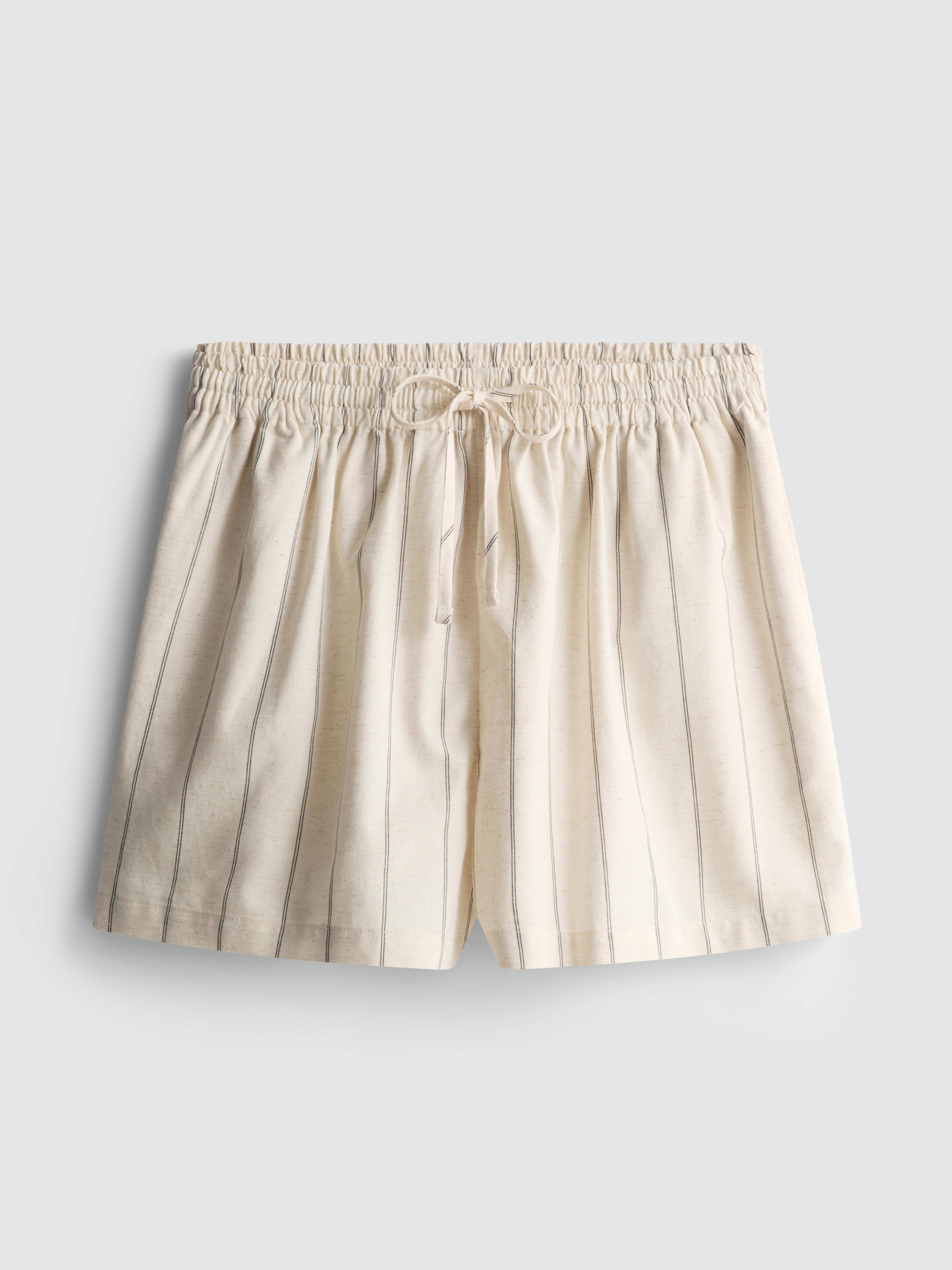 Short en mélange de coton à rayures
