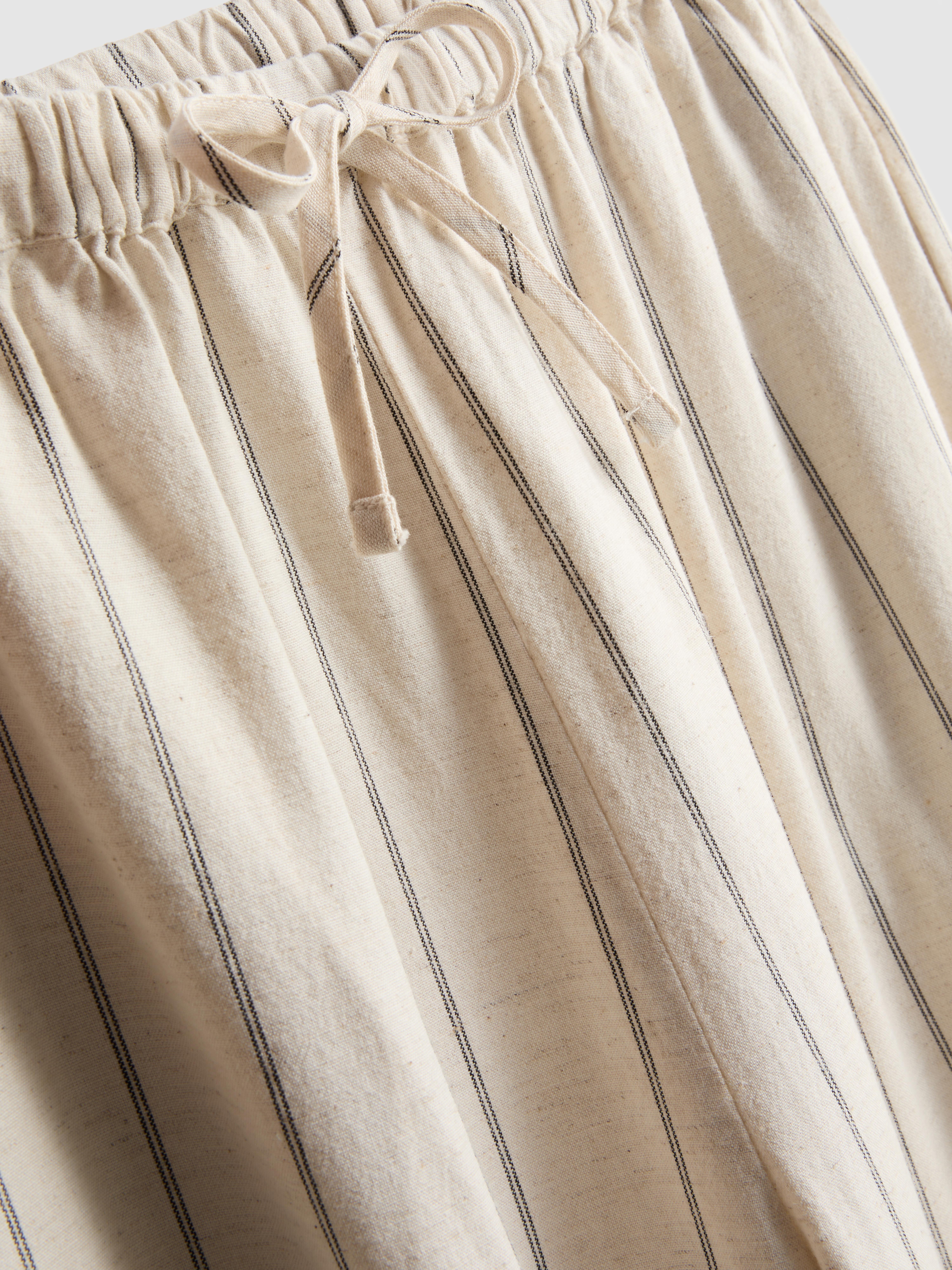 Cotton Blend Striped Wide Leg Trousers