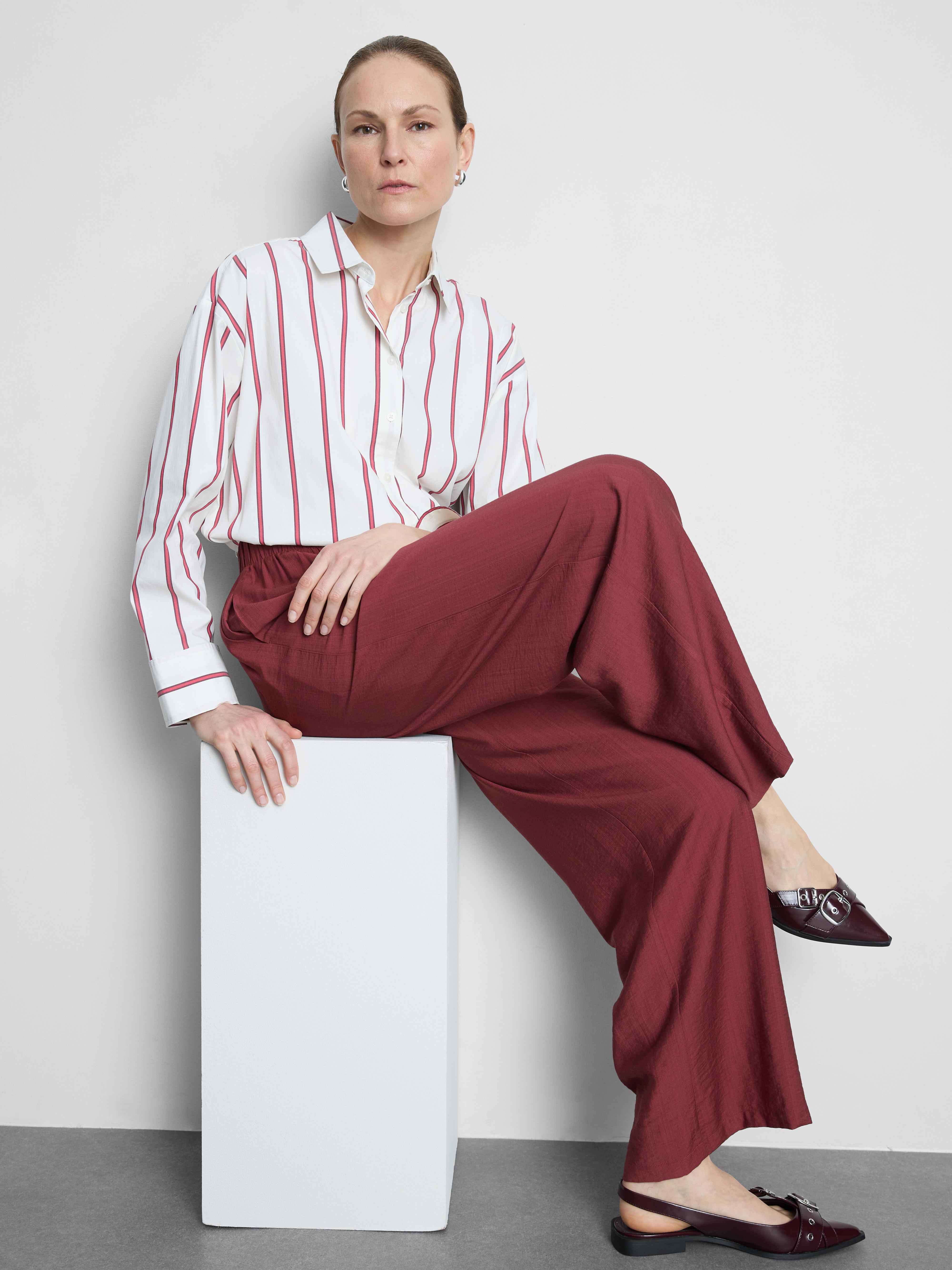 Bow Detail Palazzo Trousers Burgundy