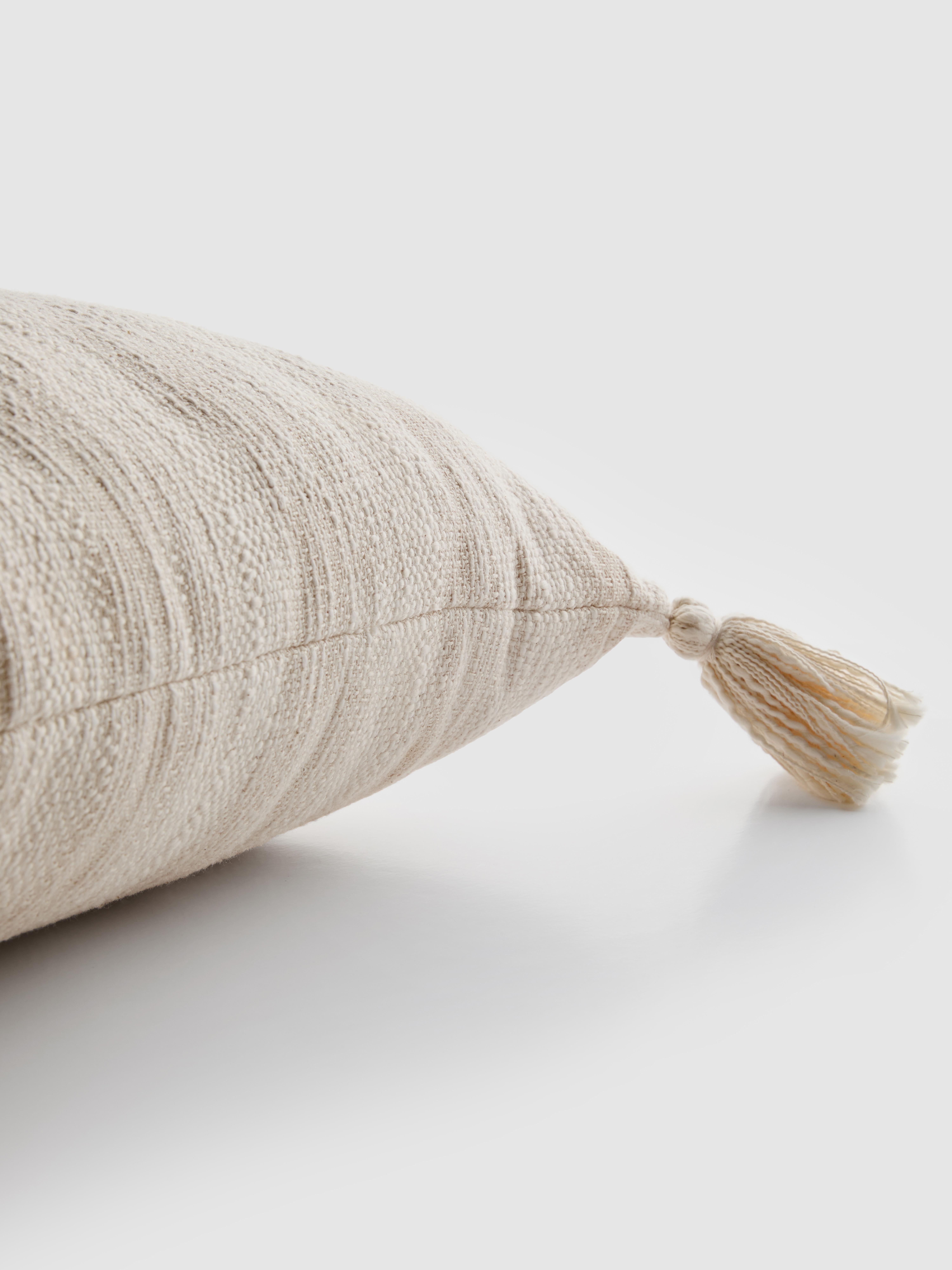 Textured Square Cushion With Tassels