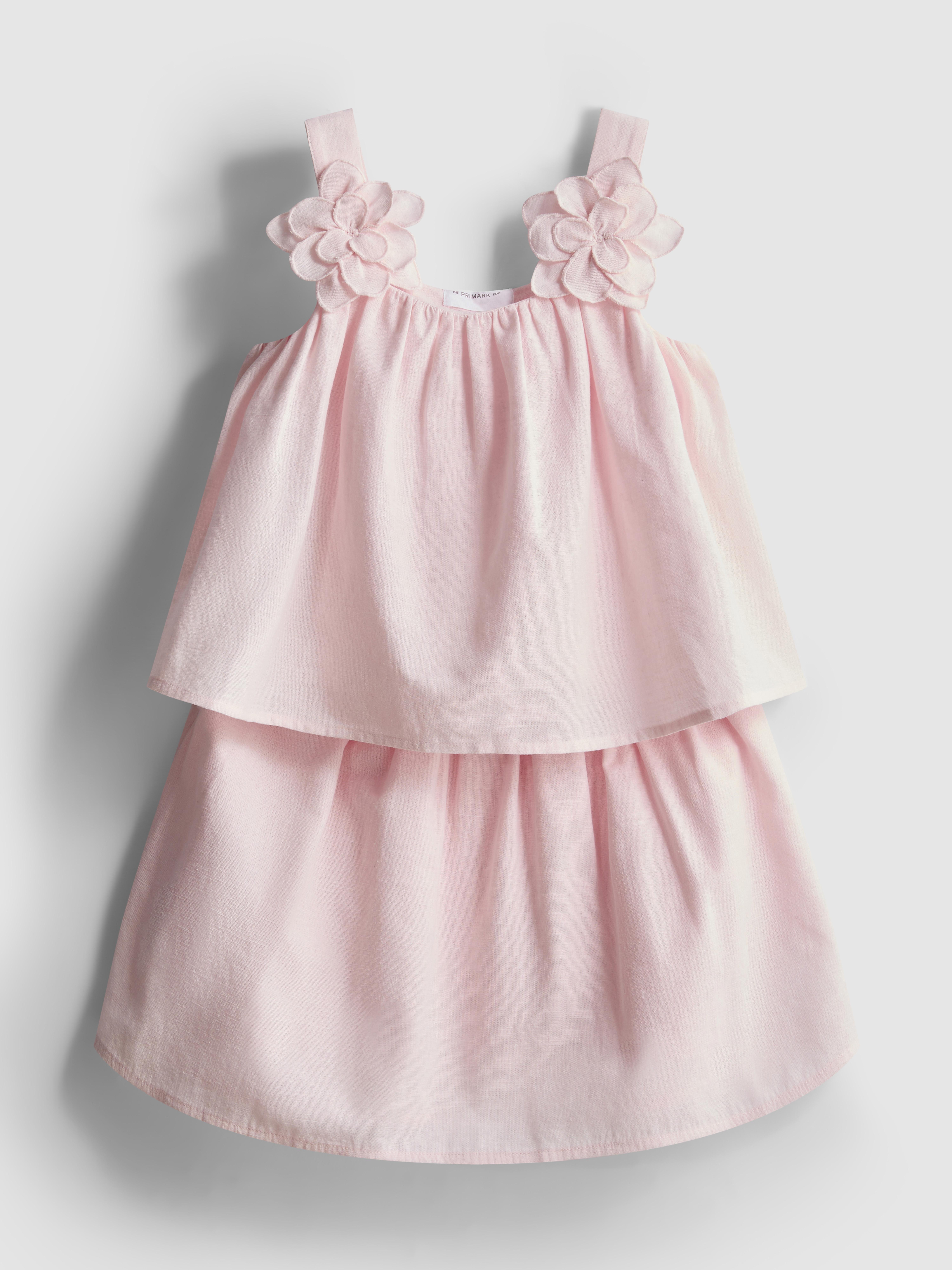 1.5-12yrs | The Edit Linen Mix Floral Appliqué Top and Skirt Set