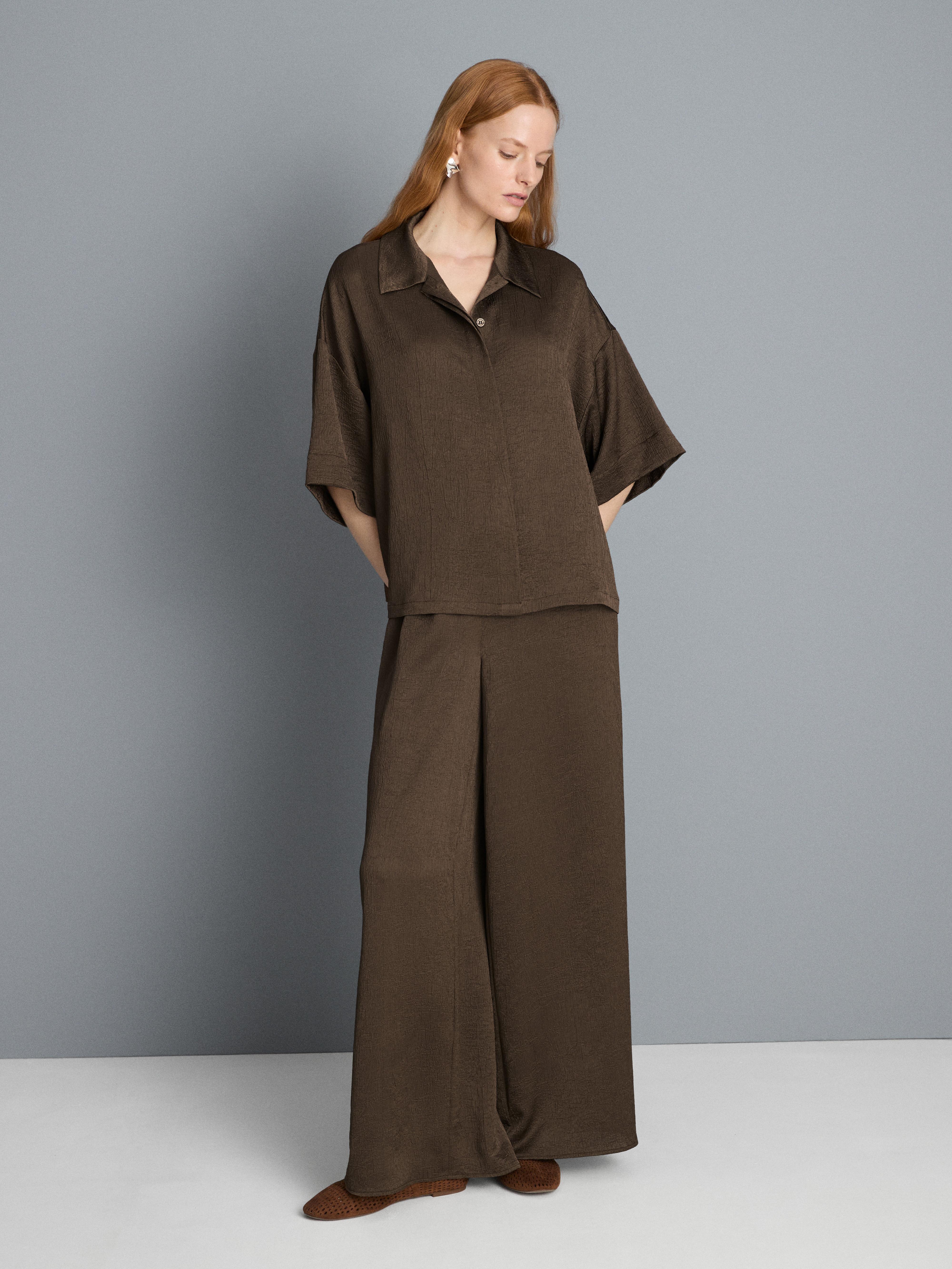 Relaxed Textured Satin Shirt