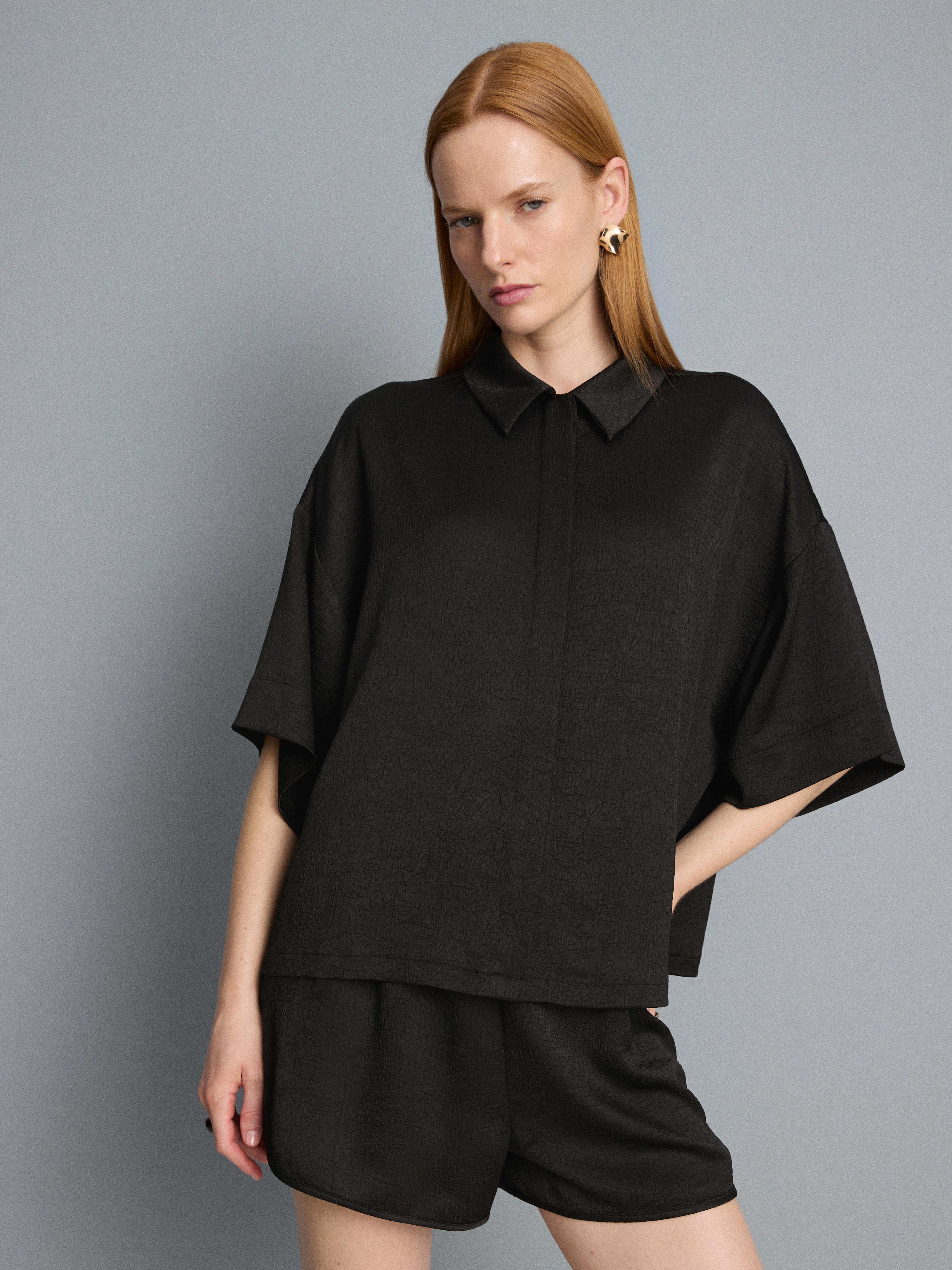 Chemise décontractée en satin texturé