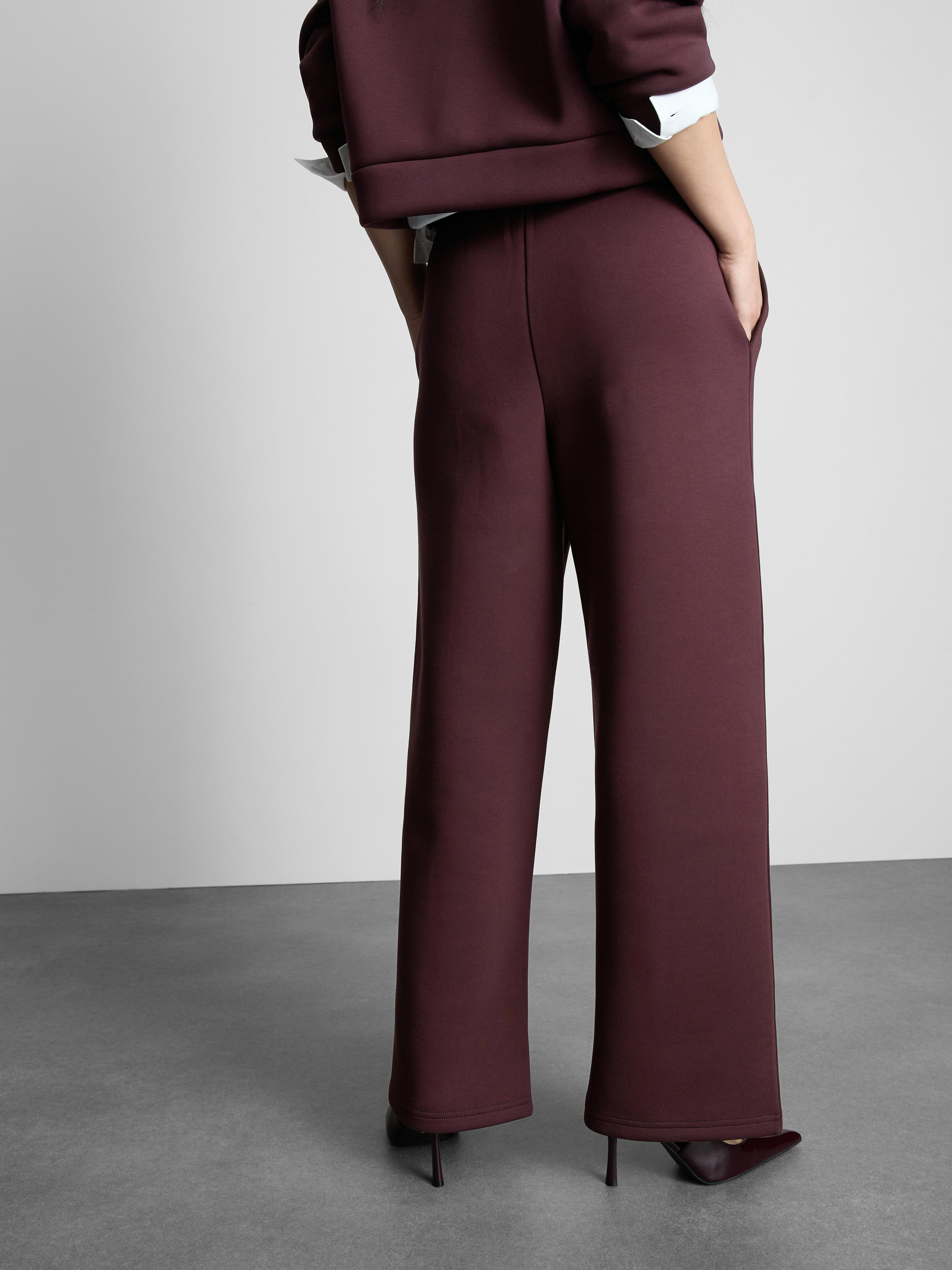 Women's Burgundy The Edit Wide Leg Scuba Pants