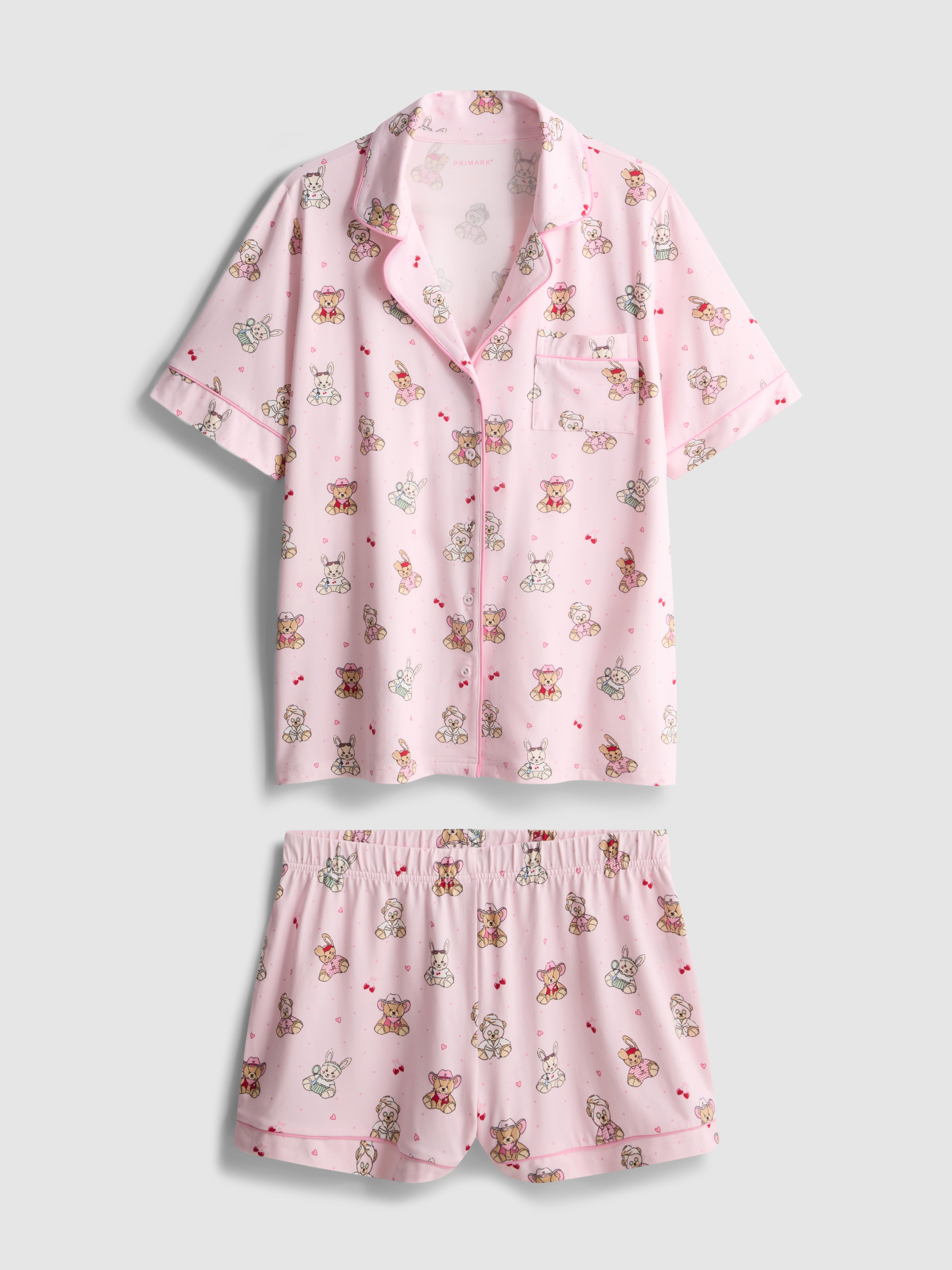 Korte boyfriend-pyjama met beertjesprint