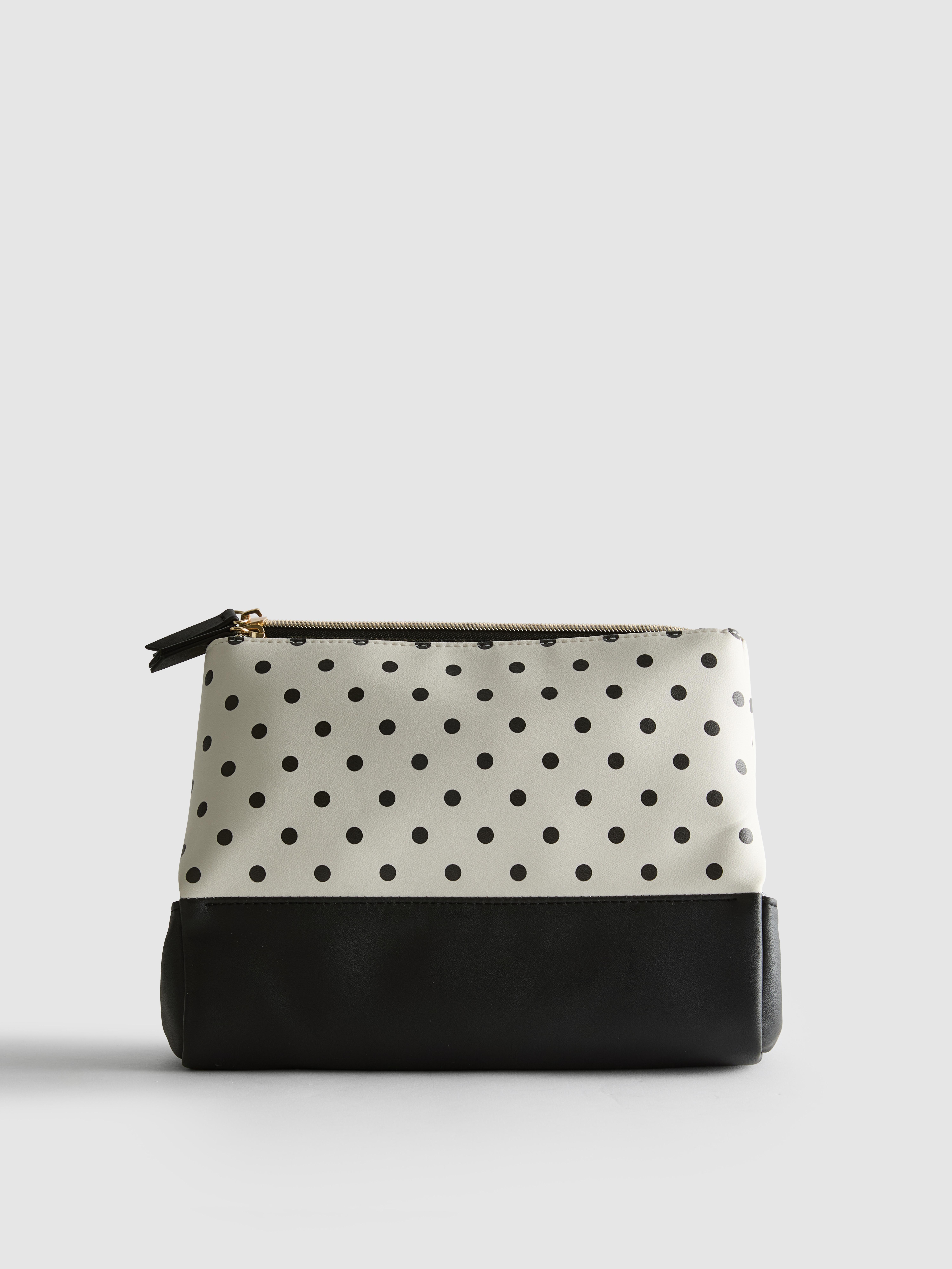 olka Dot Faux Leather Fold-Out Wash Bag