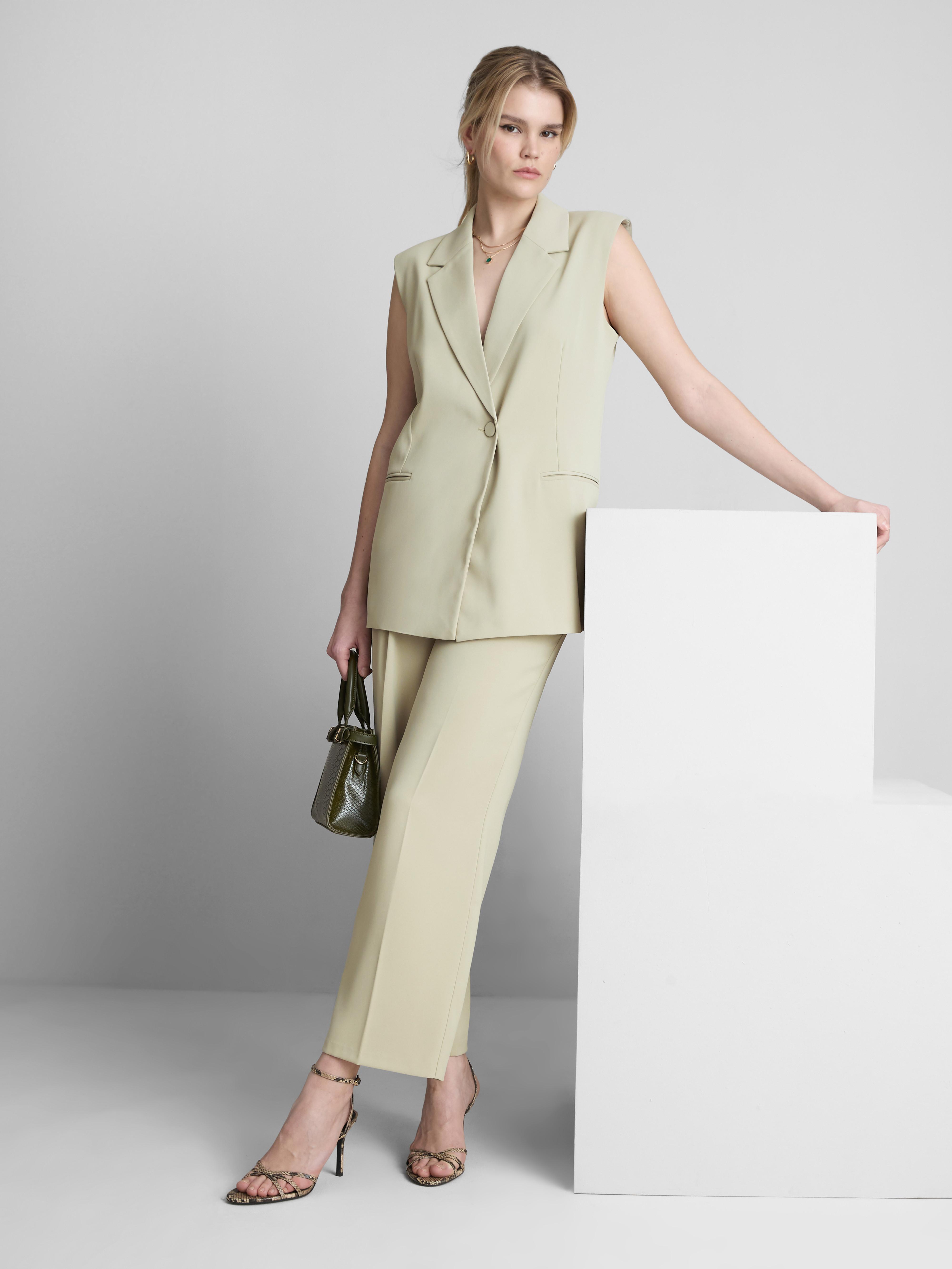 Lange mouwloze lila blazer