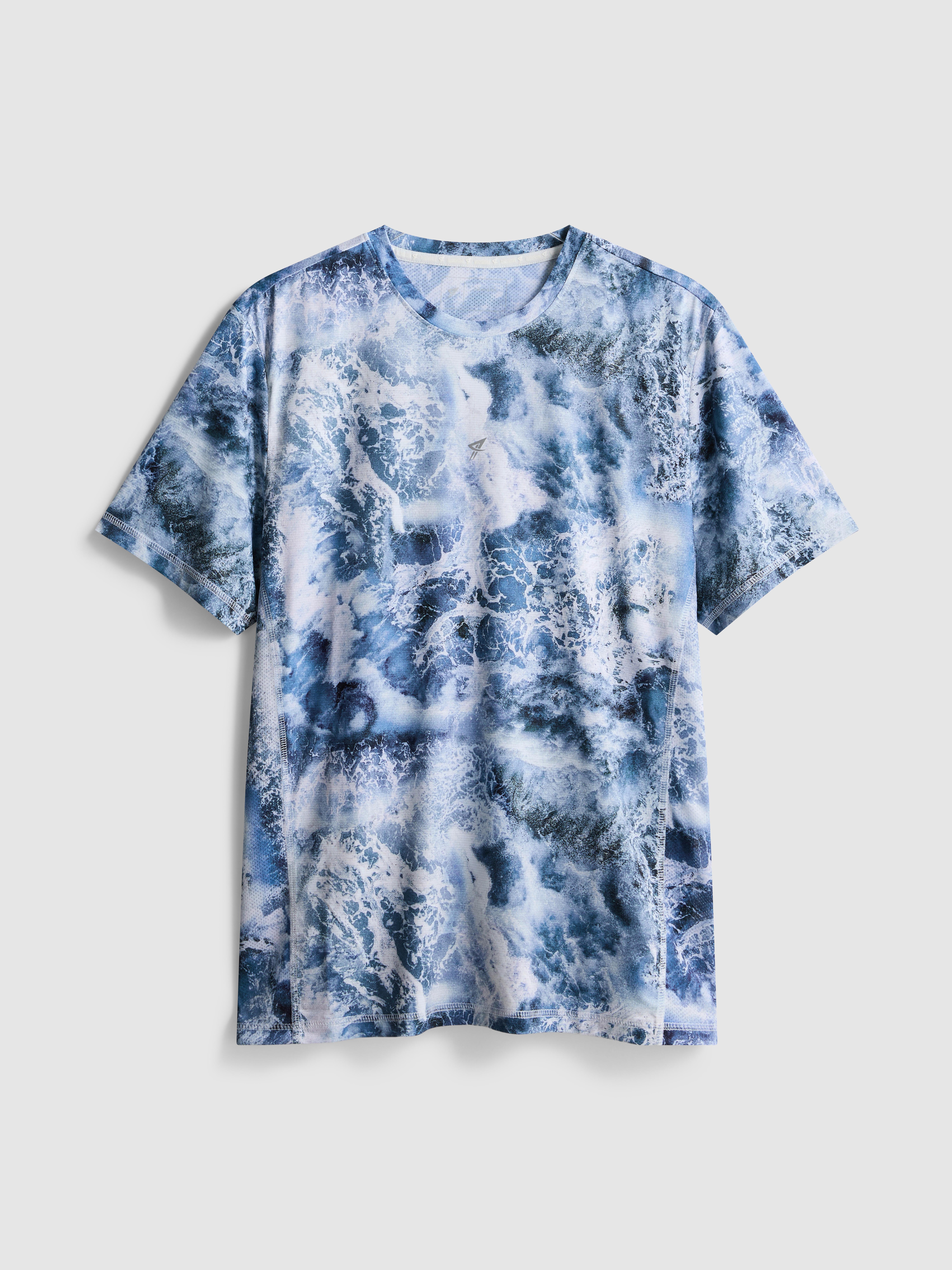 Netzstoff-T-Shirt mit Wellenmuster