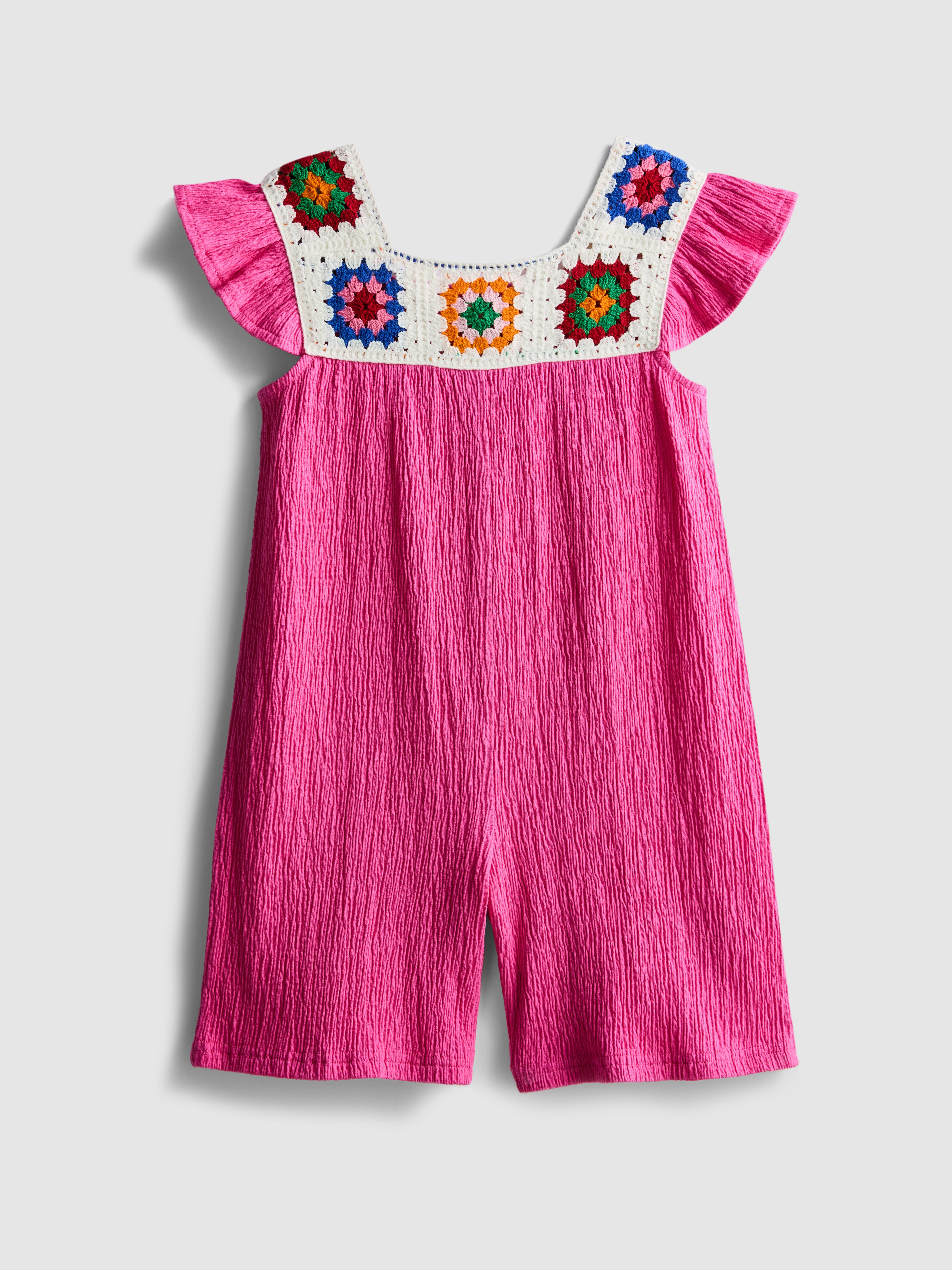 1,5-8 anos | Macacão croché efeito enrugado