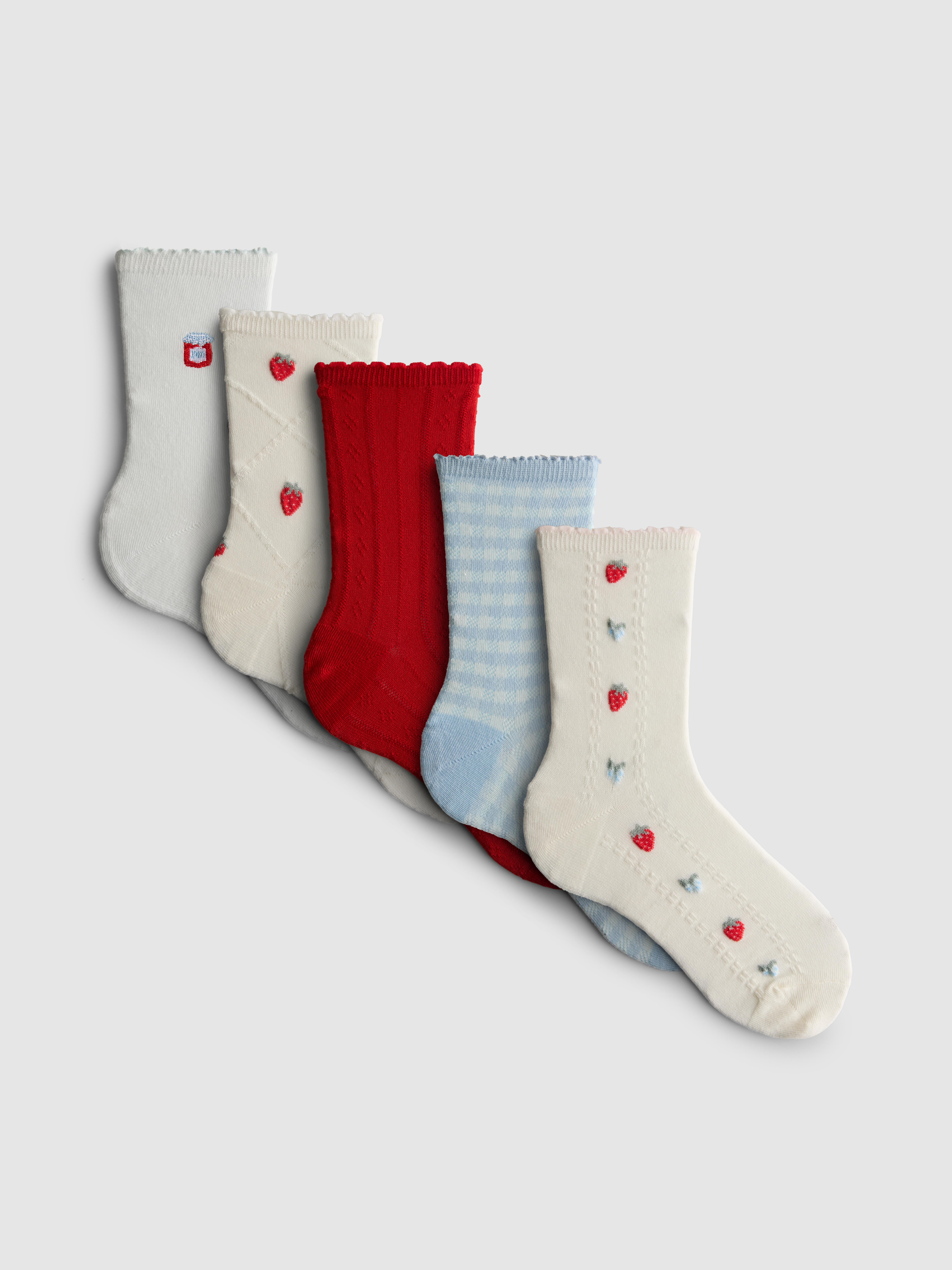 5pk Strawberry Jam Crew Socks