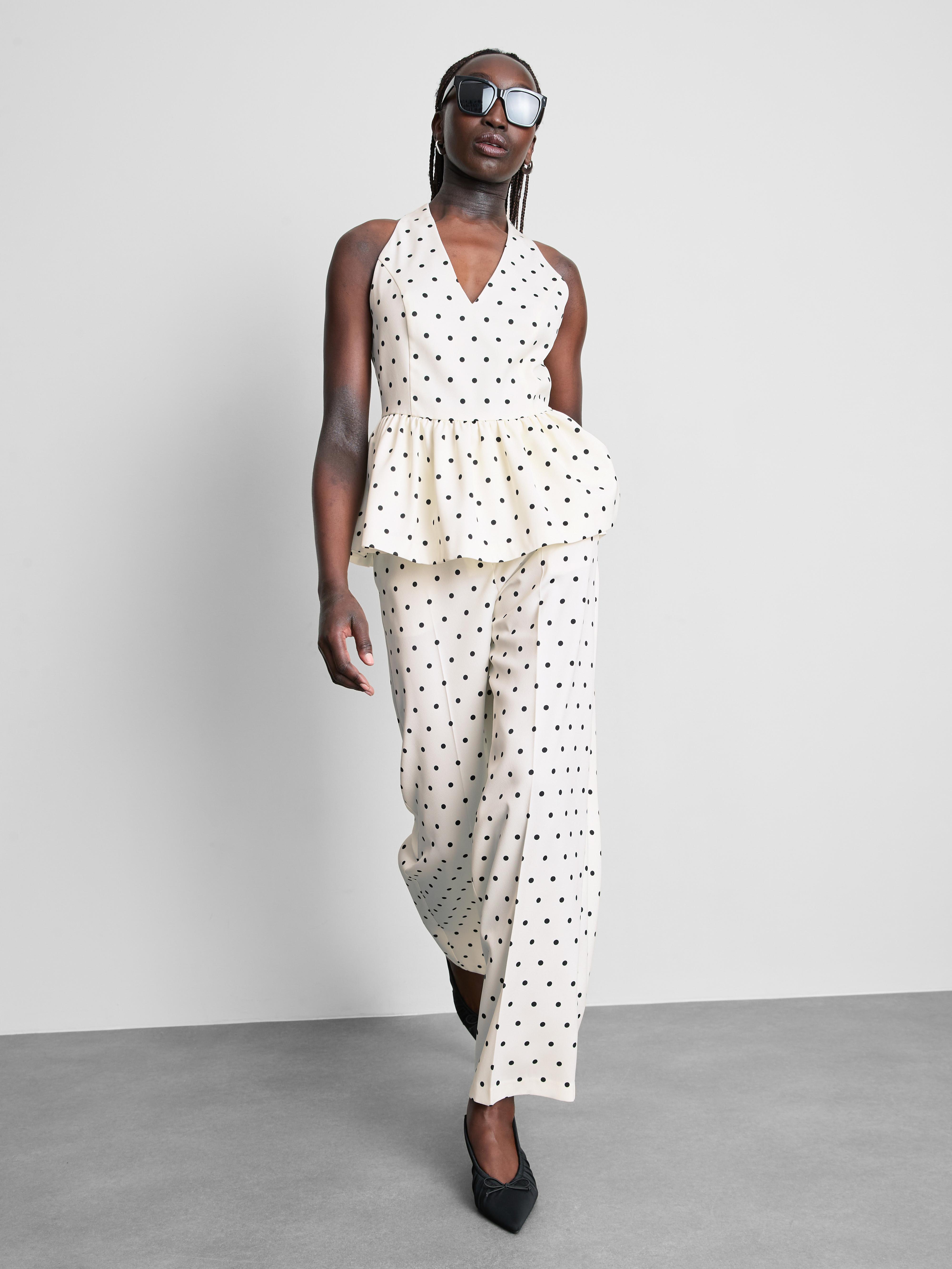 Pantalones de pernera ancha con lunares