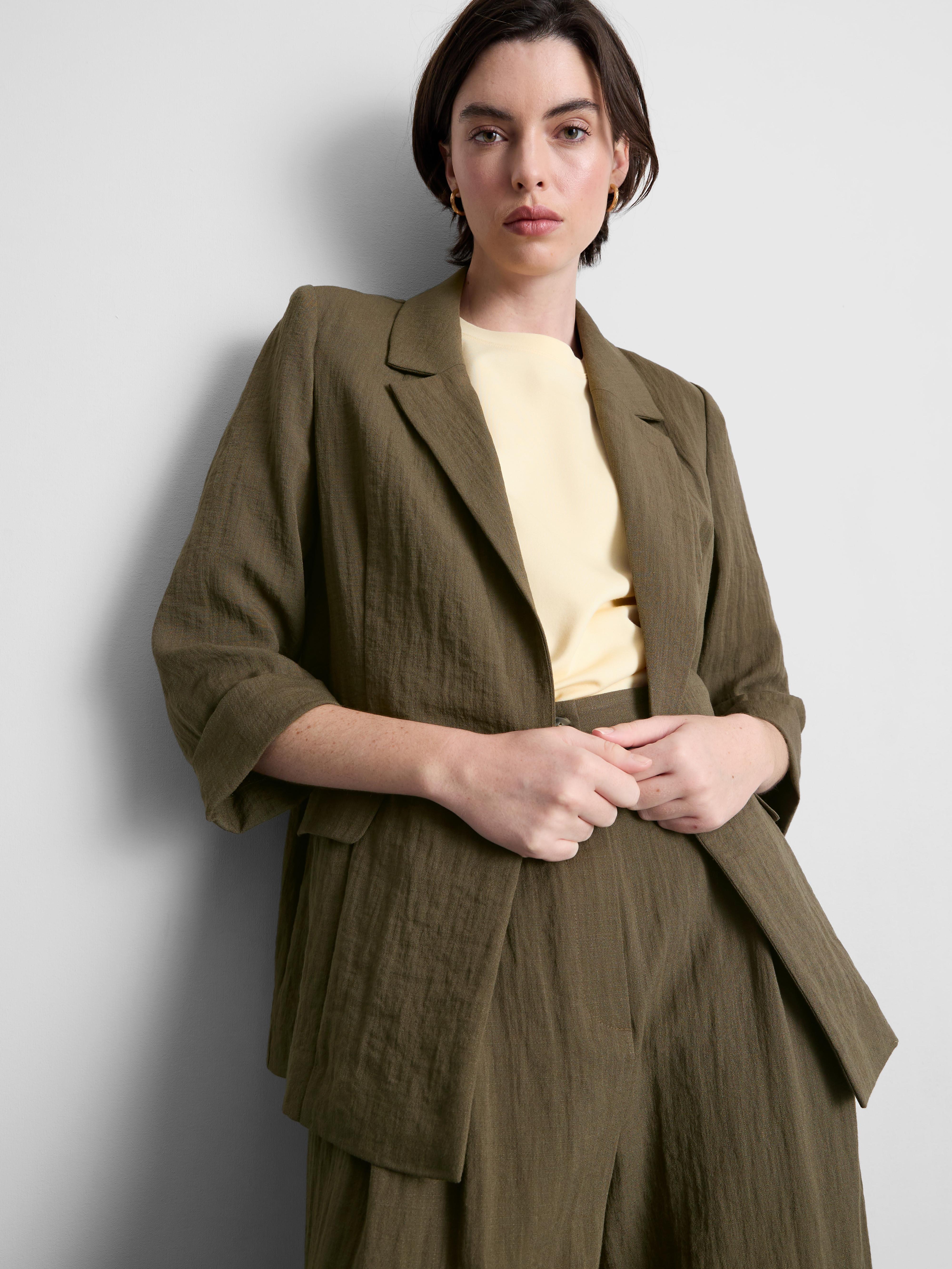 Textured Notched Lapel Blazer