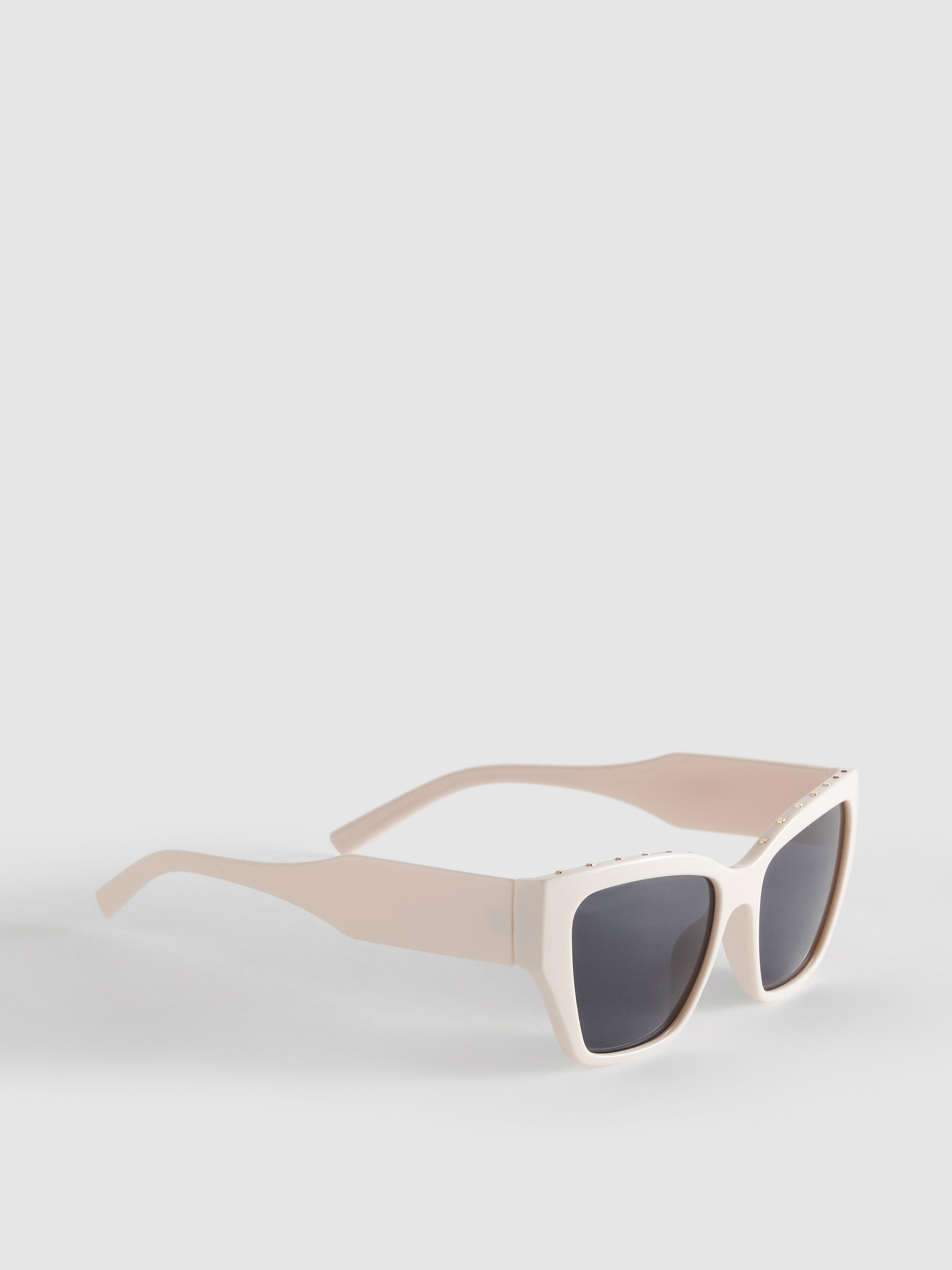 Studded Cat-Eye Sunglasses White