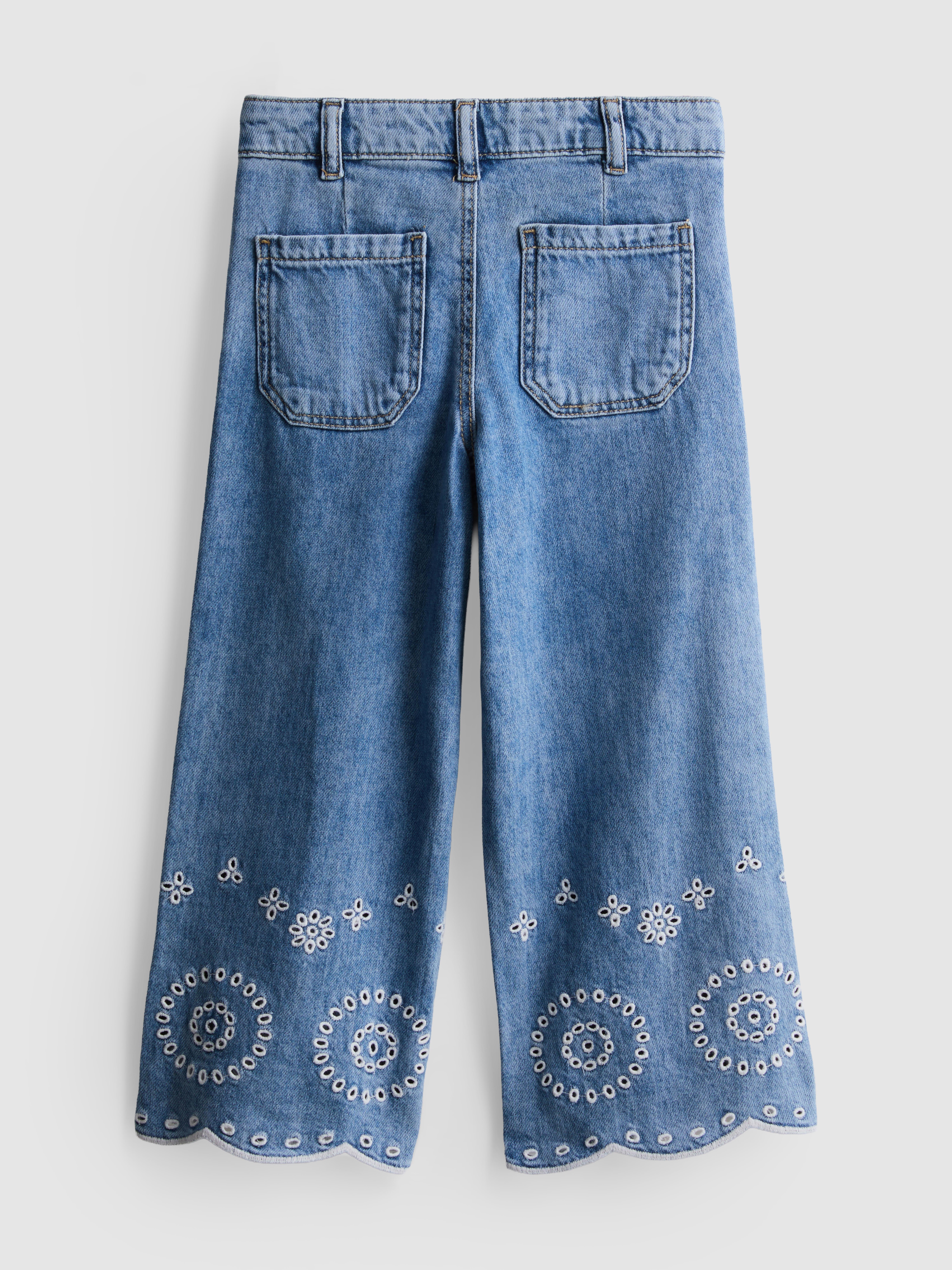 1,5-8 anni | Jeans a gamba larga ricamati