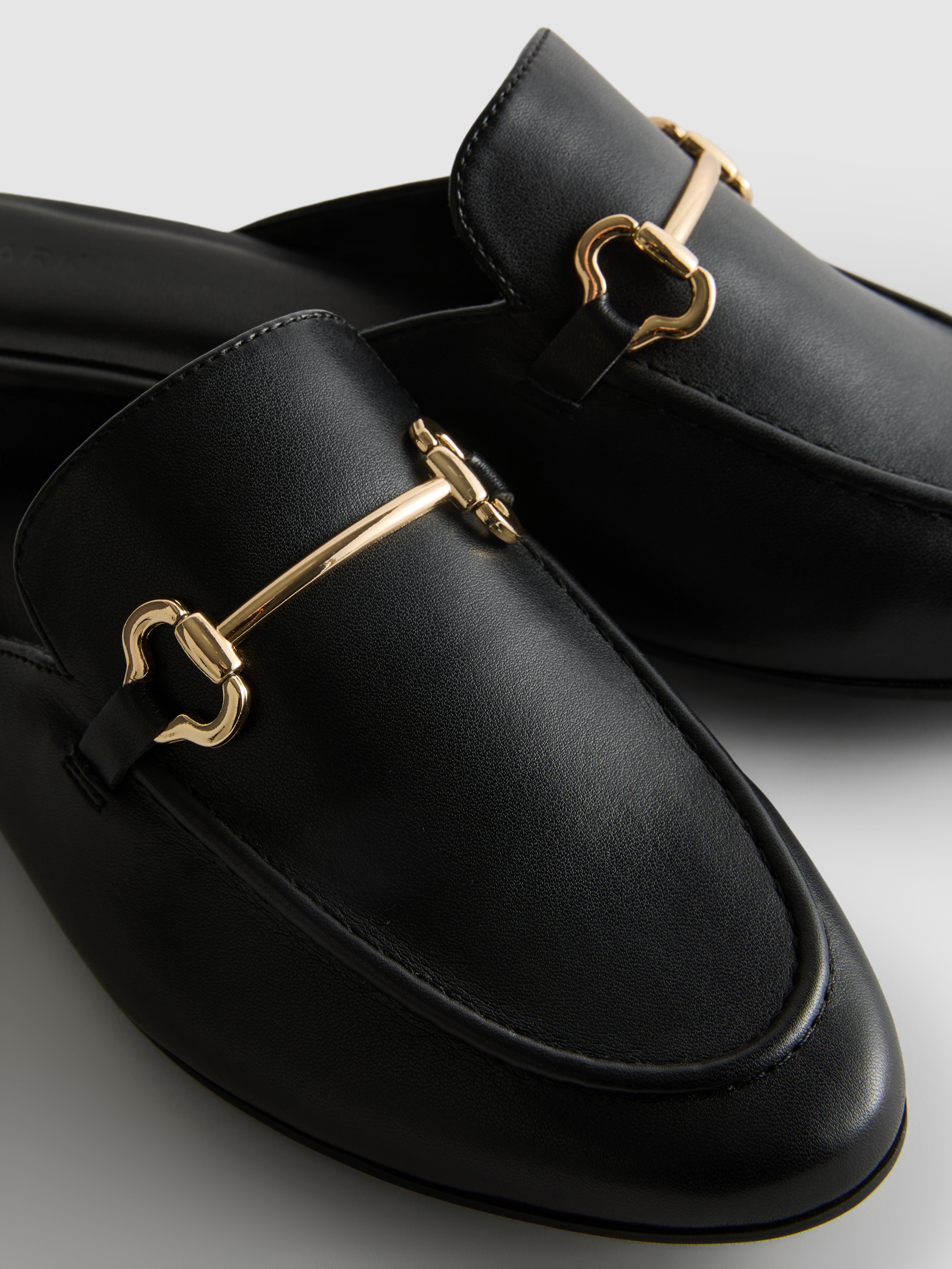 Faux Leather Snaffle Bit Mule Loafers