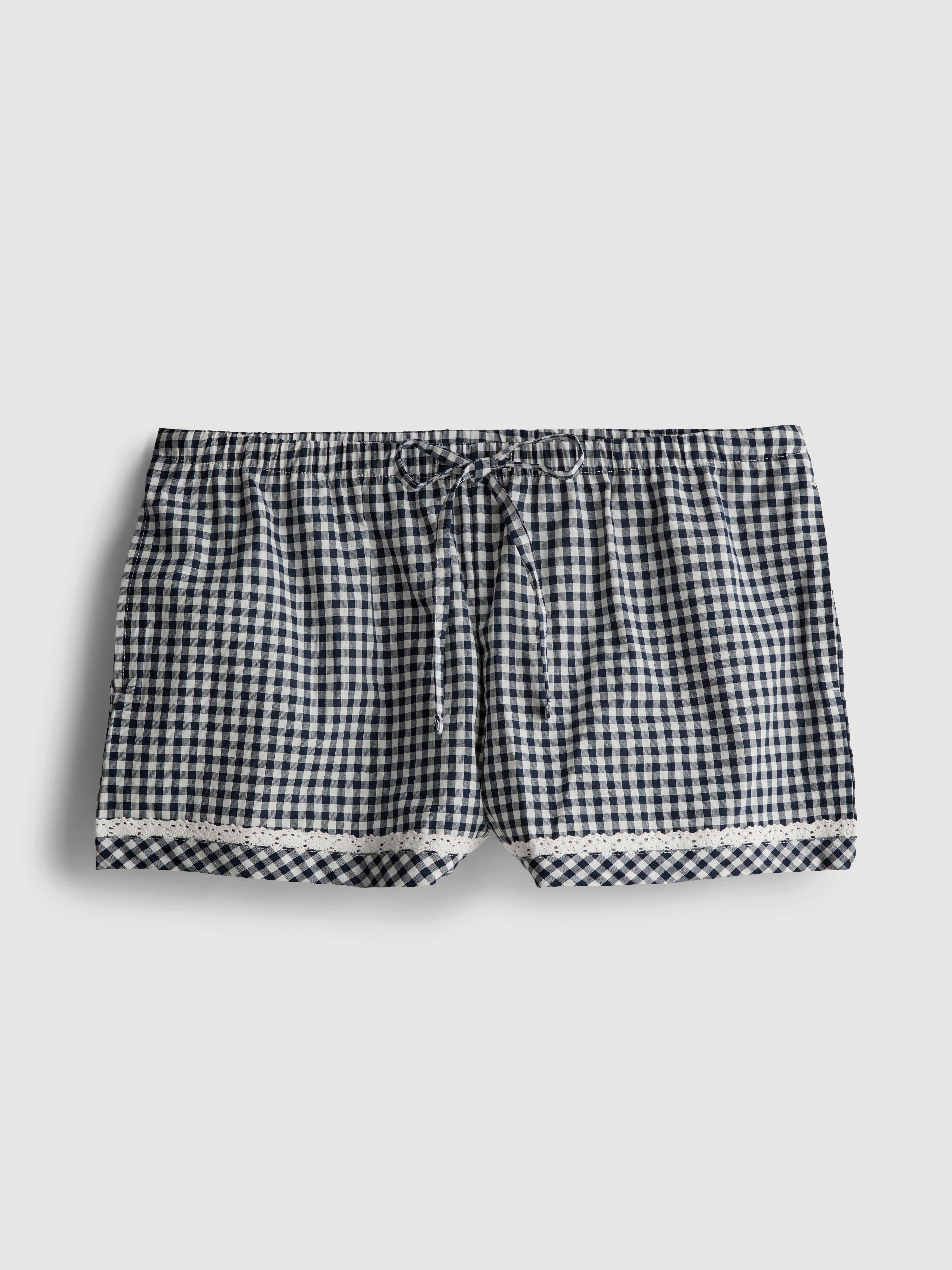 Baumwoll-Schlafanzugshorts mit Vichykaros