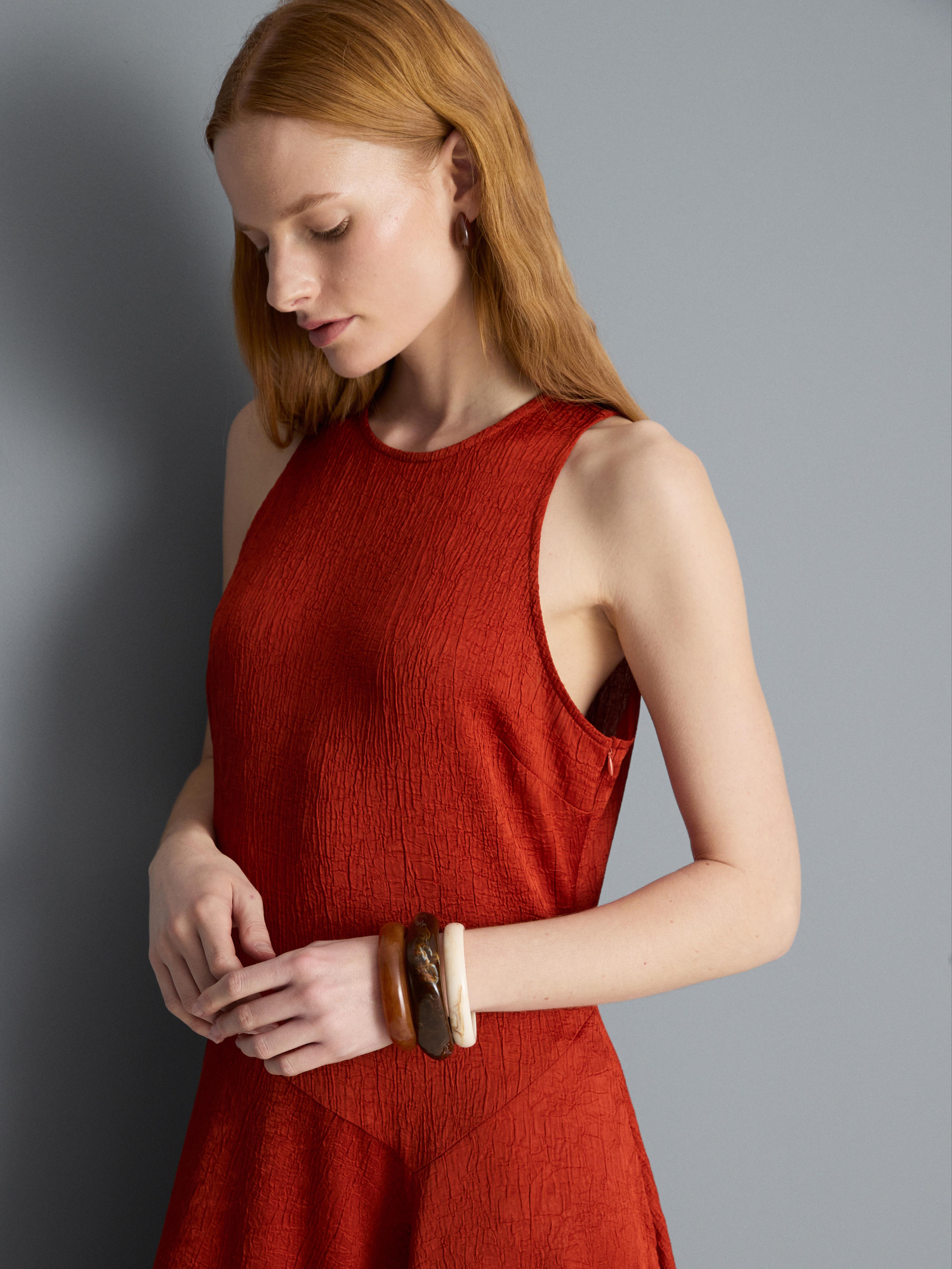 strapless open back dress Delphine Midi Sleeveless Dress-Blood Orange, Gardenia main image 0