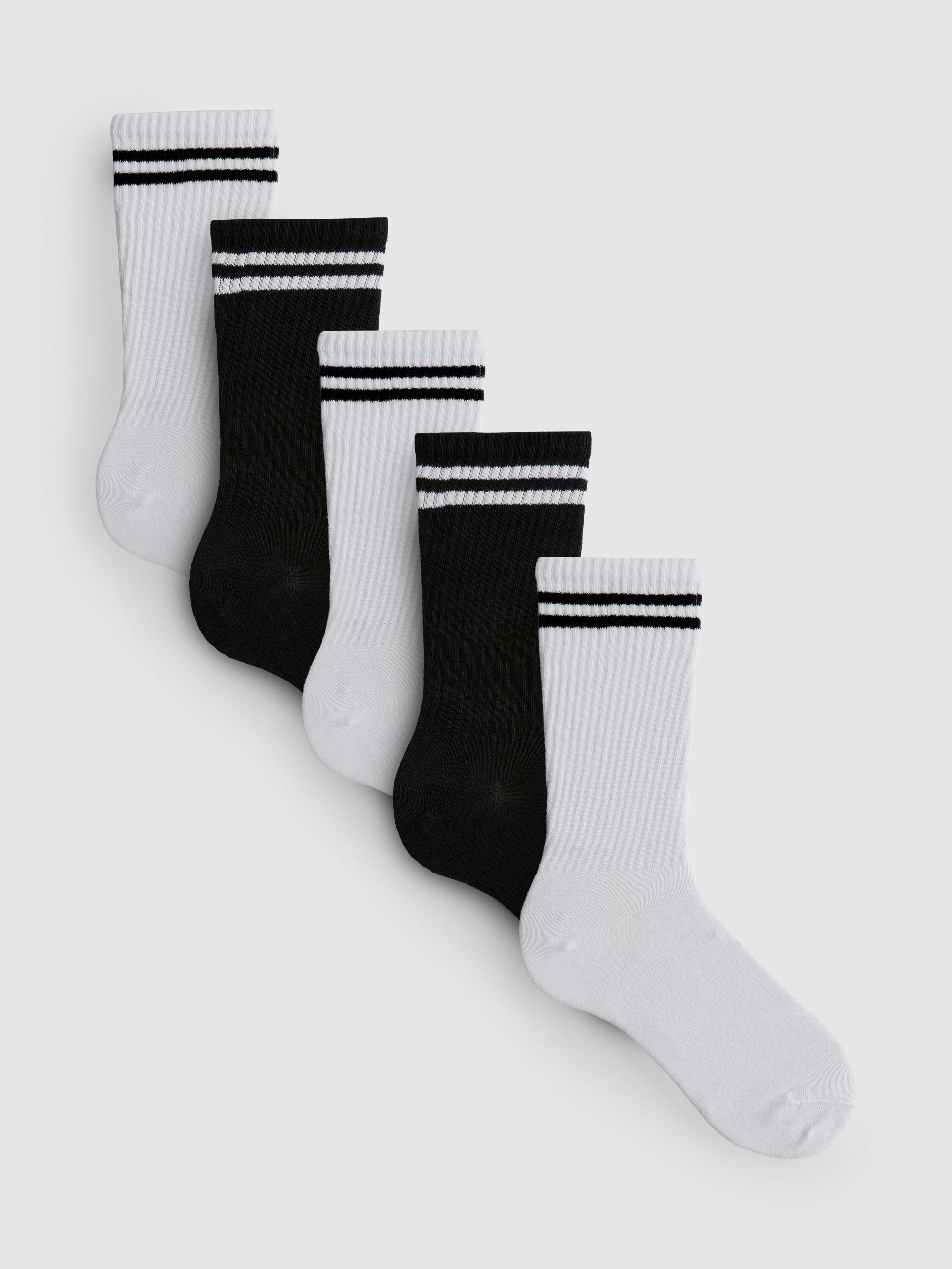 5pk Cotton Rich Ribbed Crew Socks
