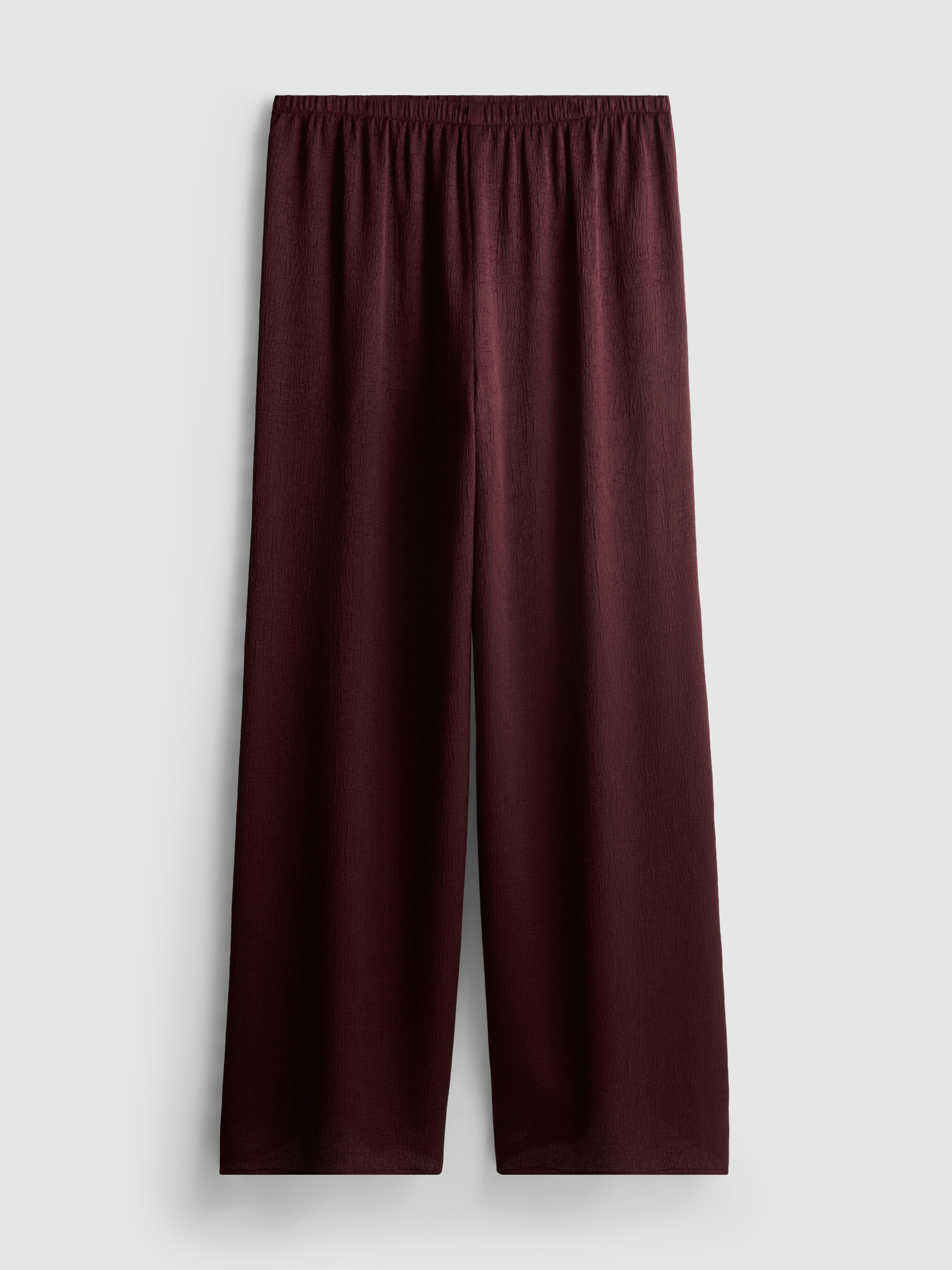 Textured Straight-Leg Satin Pants