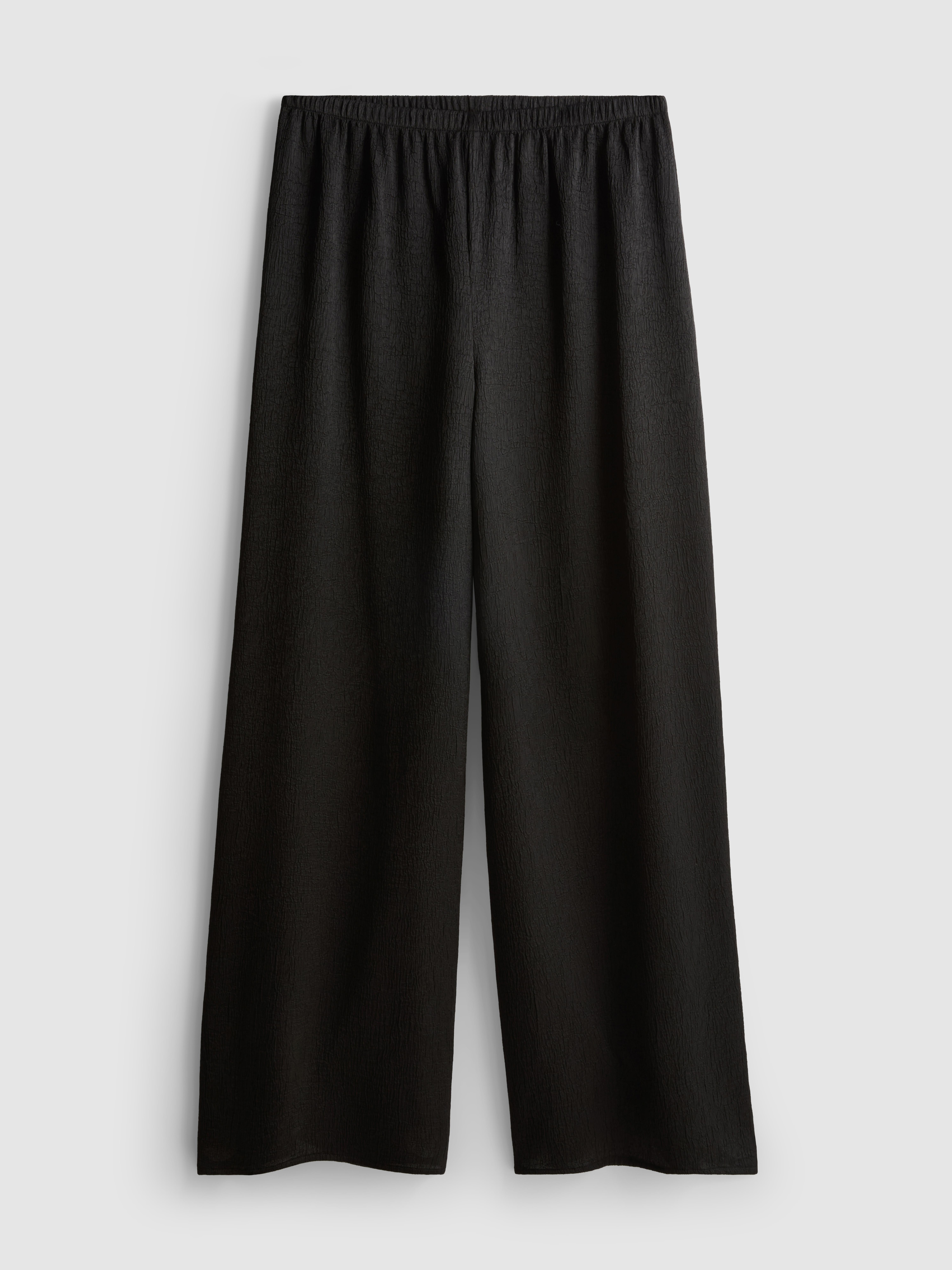 Textured Straight-Leg Satin Pants