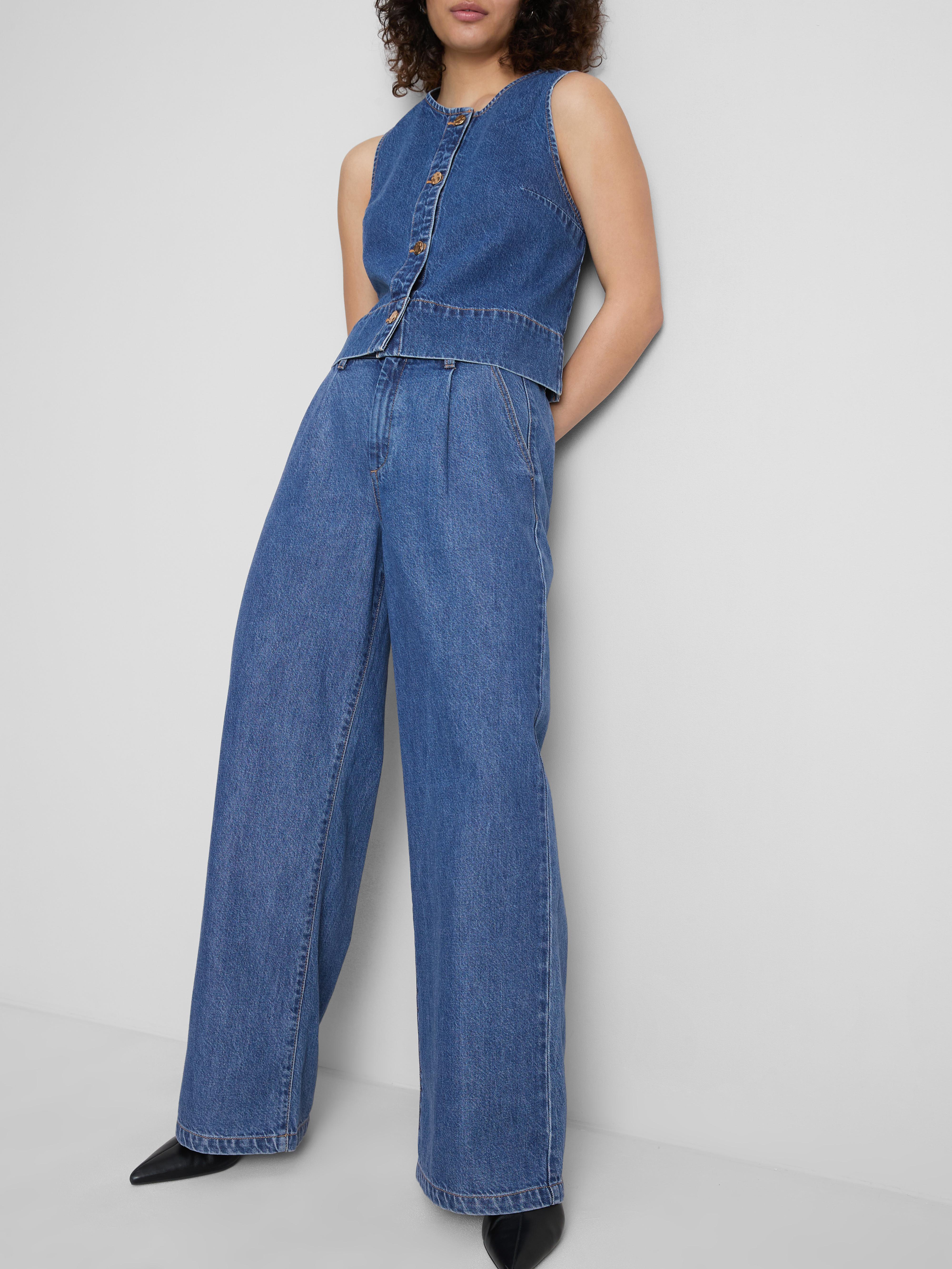 Tailored Wide-Leg Denim Jeans