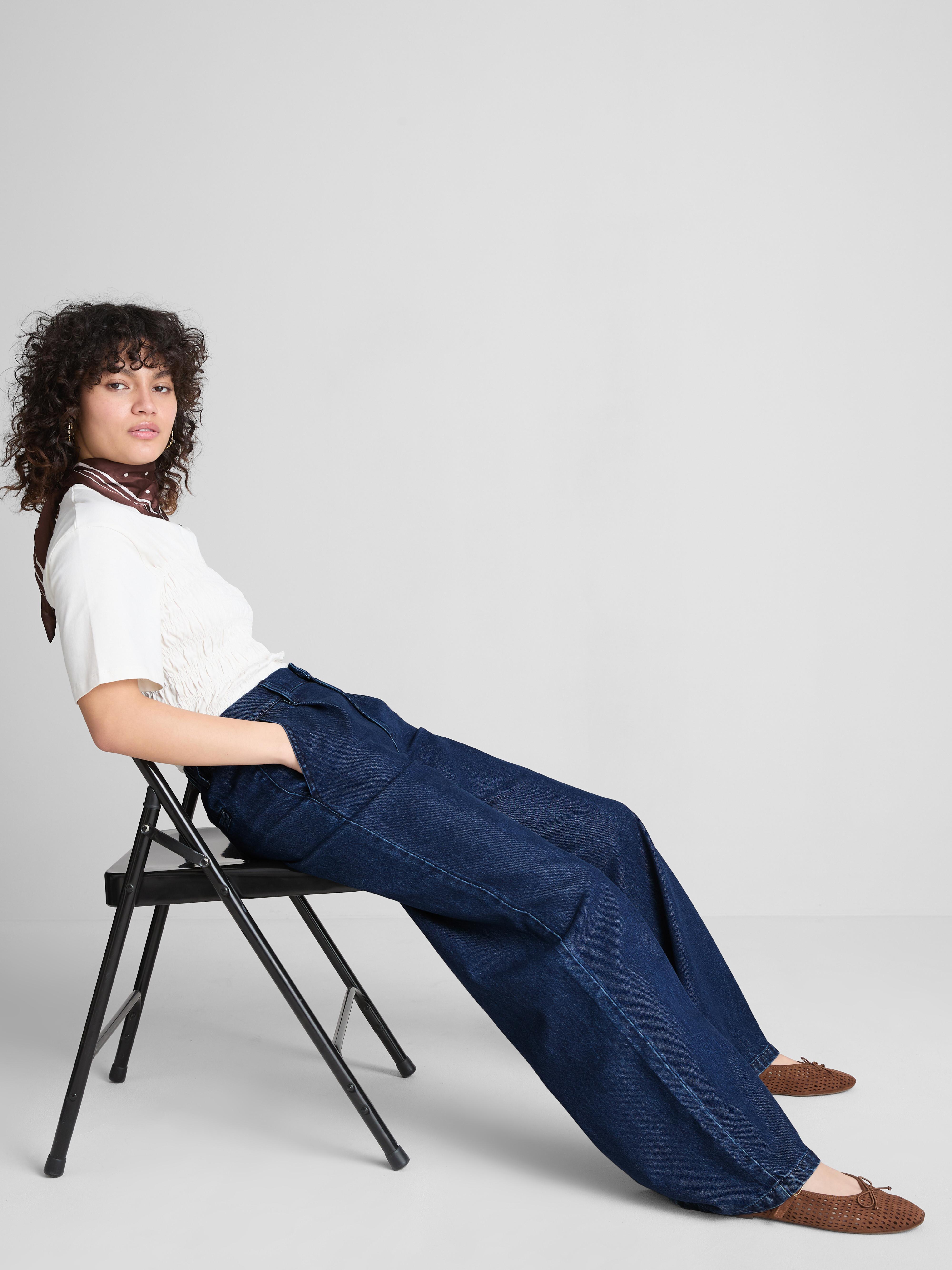 Tailored Wide-Leg Denim Jeans