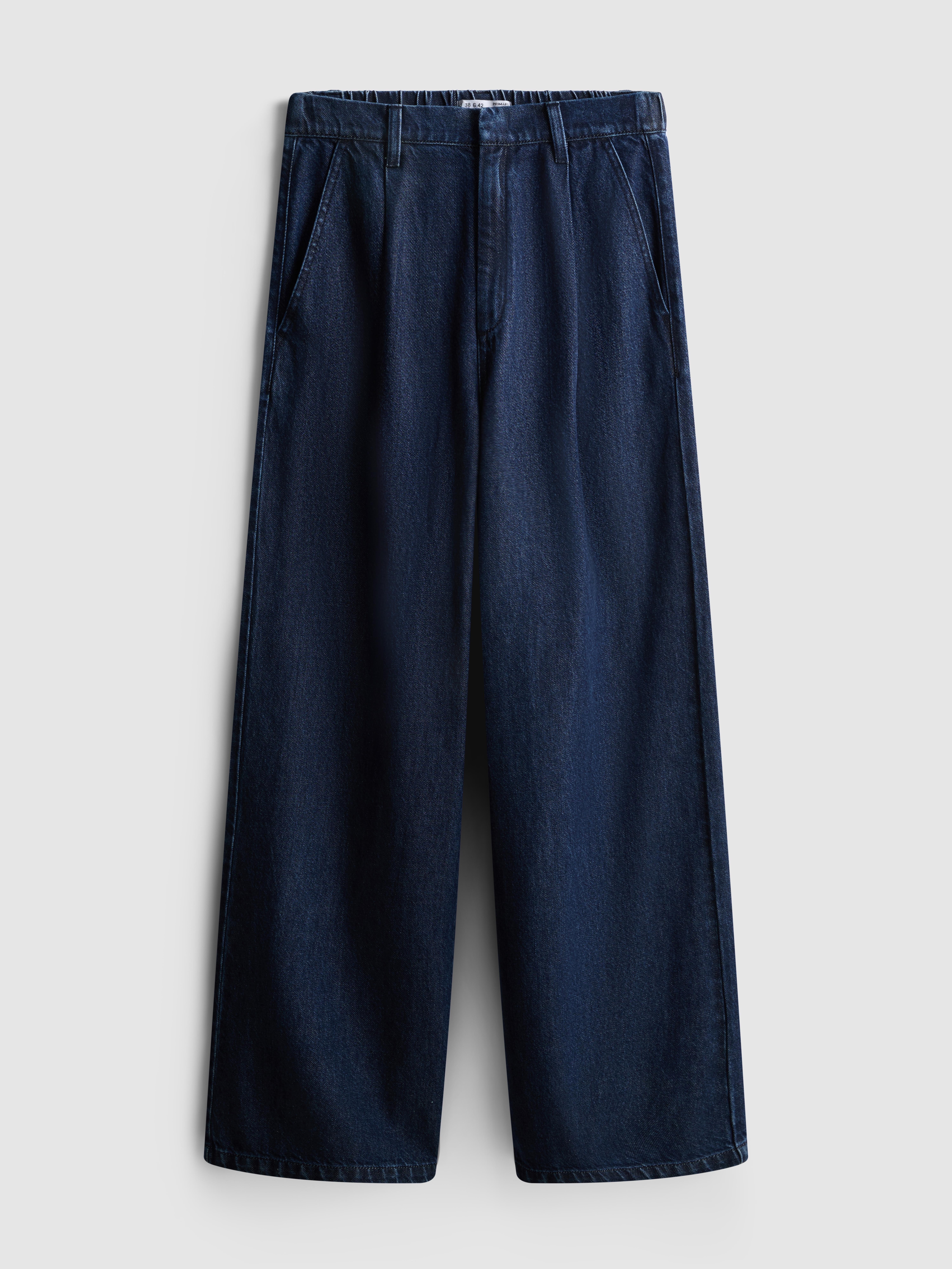 Tailored Wide-Leg Denim Jeans