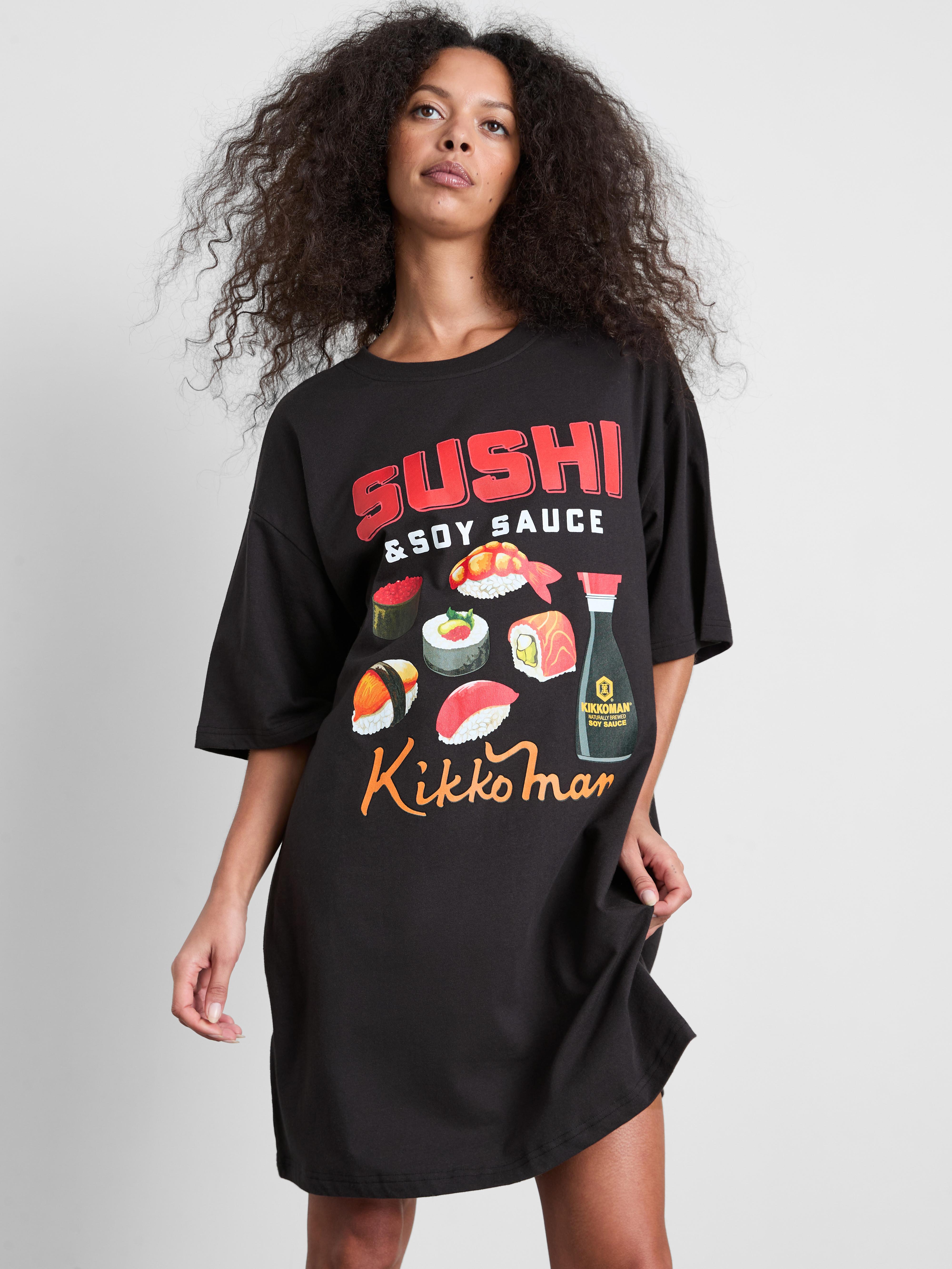 „Kikkoman“ Oversized-Nachthemd aus Baumwolle mit Grafik