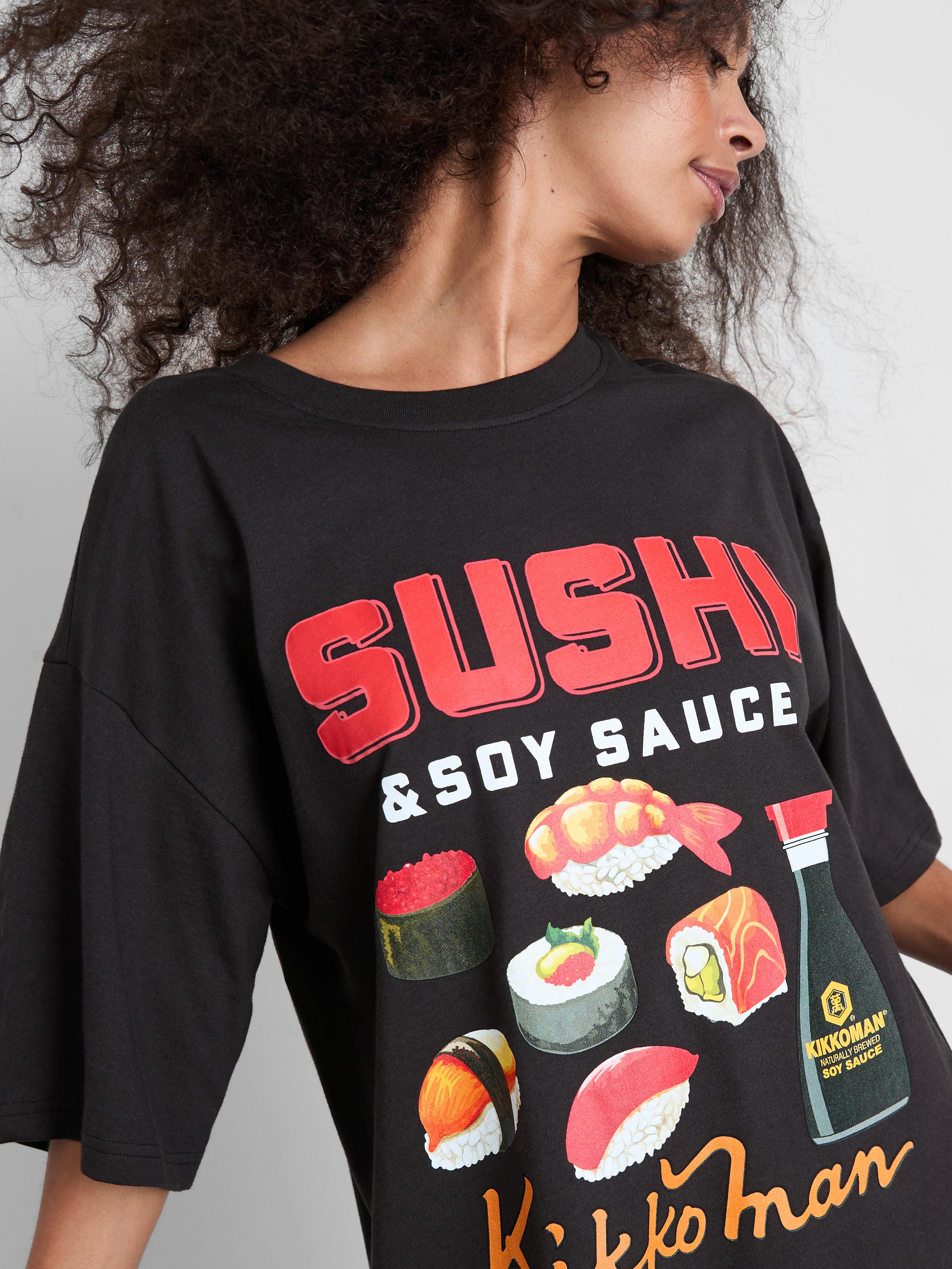 „Kikkoman“ Oversized-Nachthemd aus Baumwolle mit Grafik