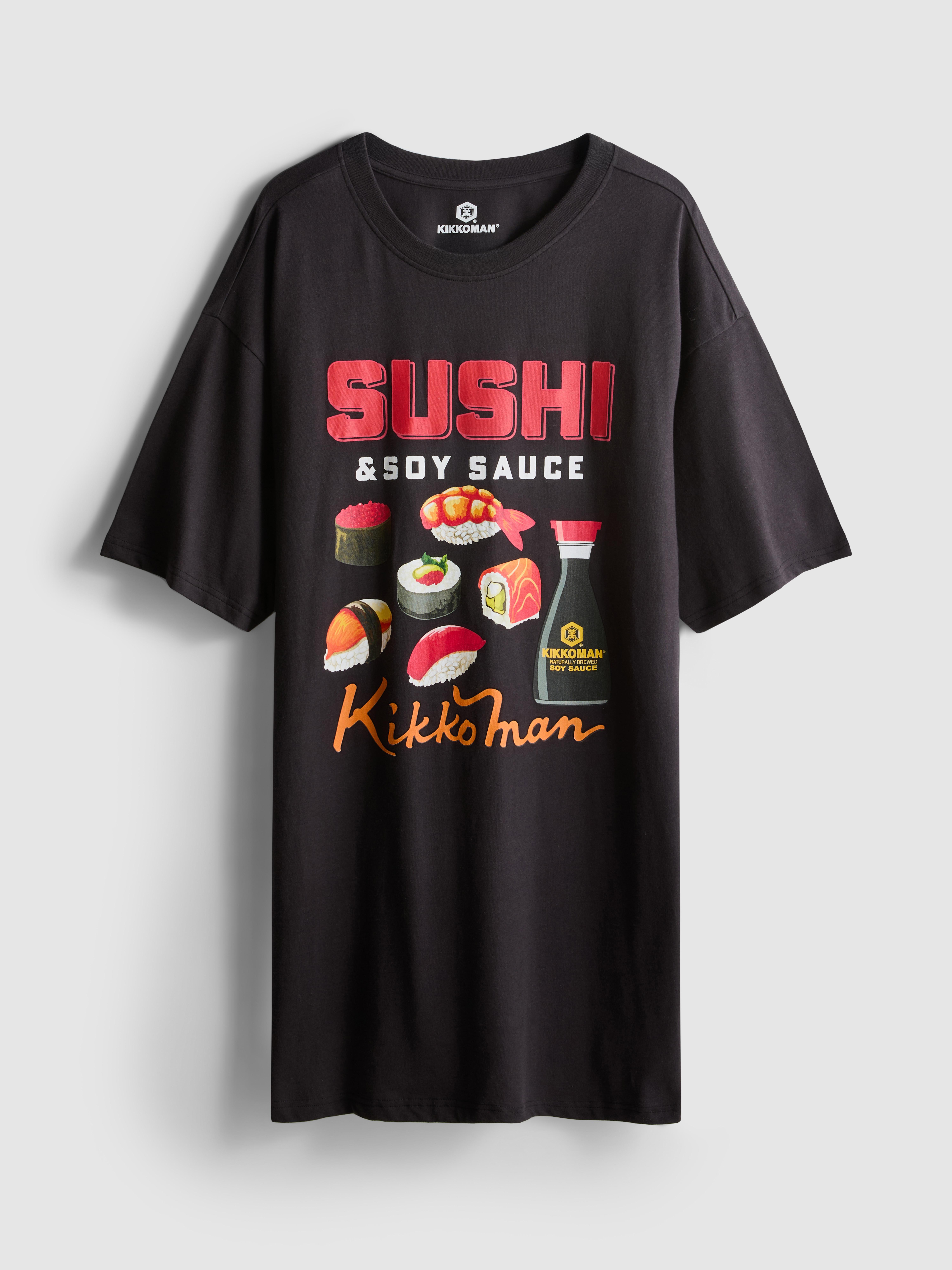„Kikkoman“ Oversized-Nachthemd aus Baumwolle mit Grafik