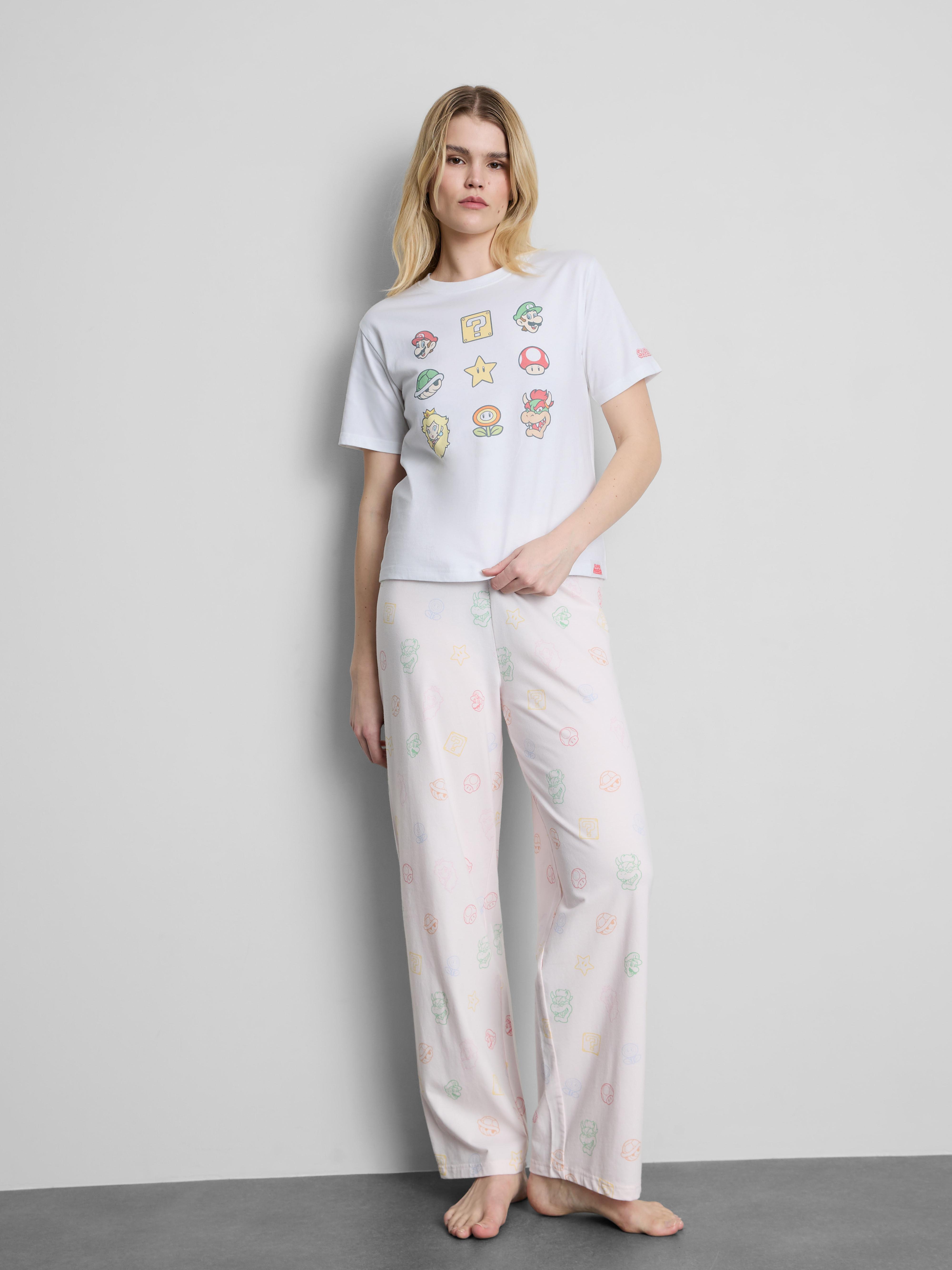 Top pijama gráfico Super Mario algodão