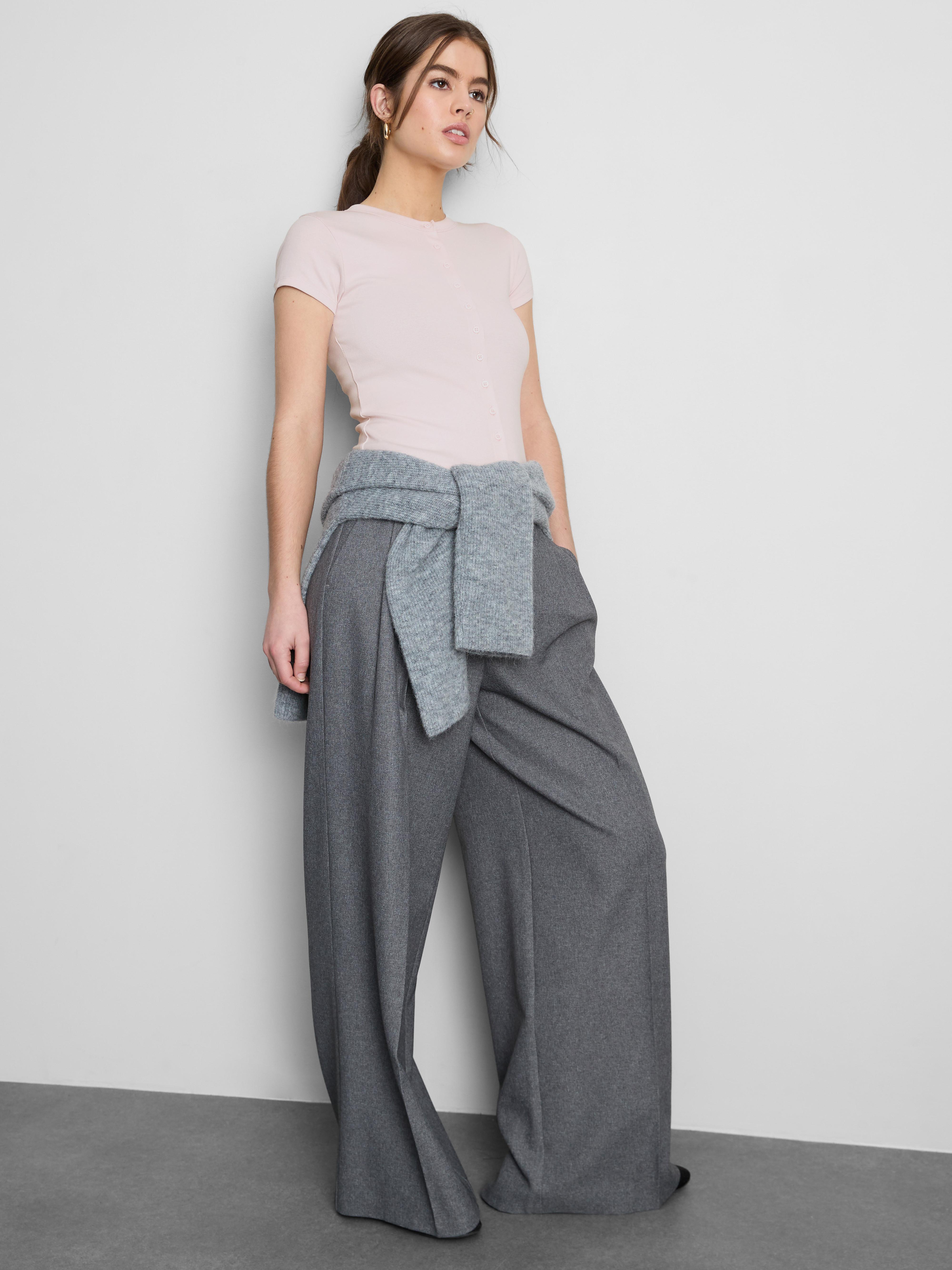 Cotton Rich Ribbed Button Through Top