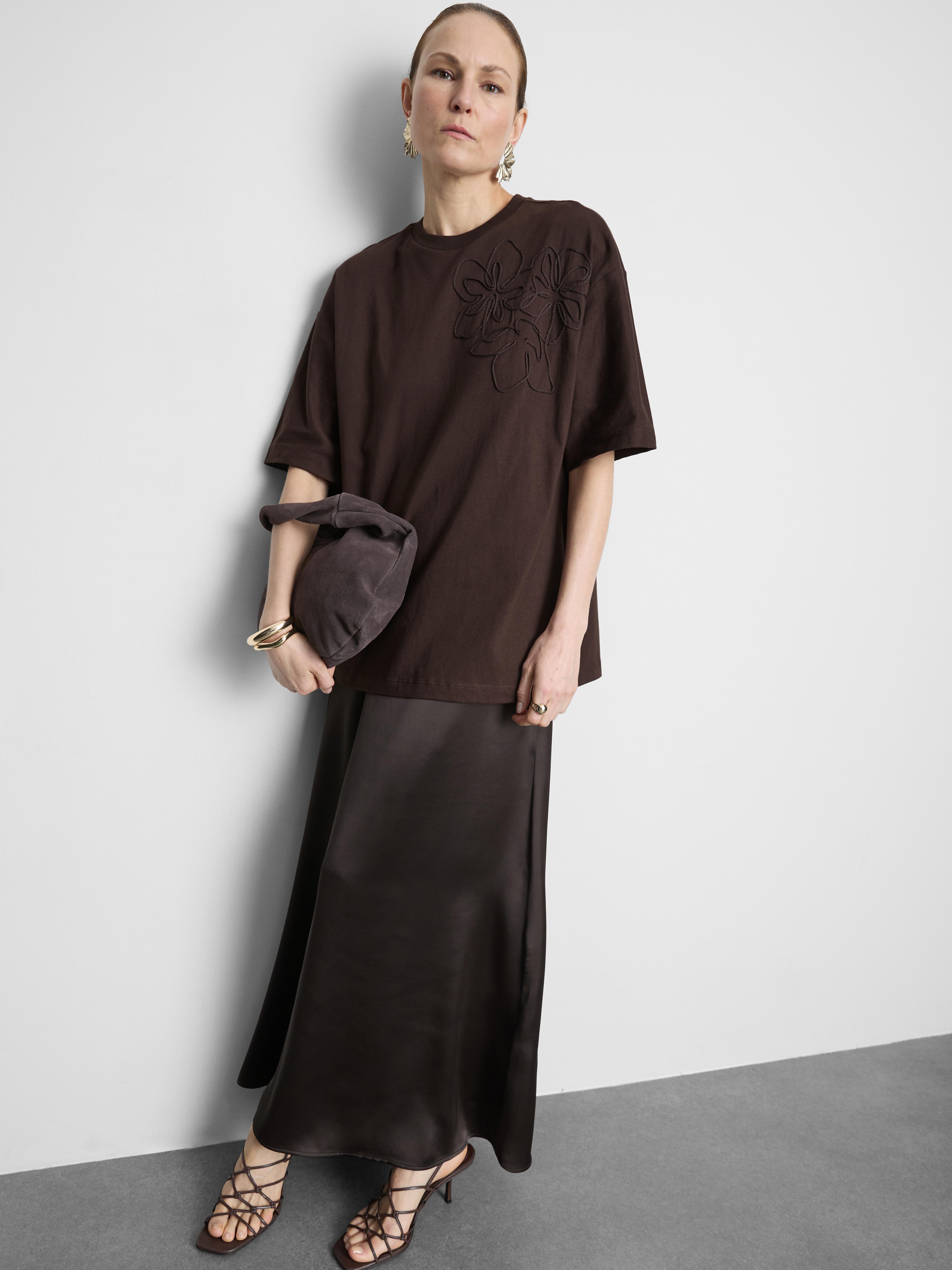 Cotton Embroidered Drop Shoulder Tee